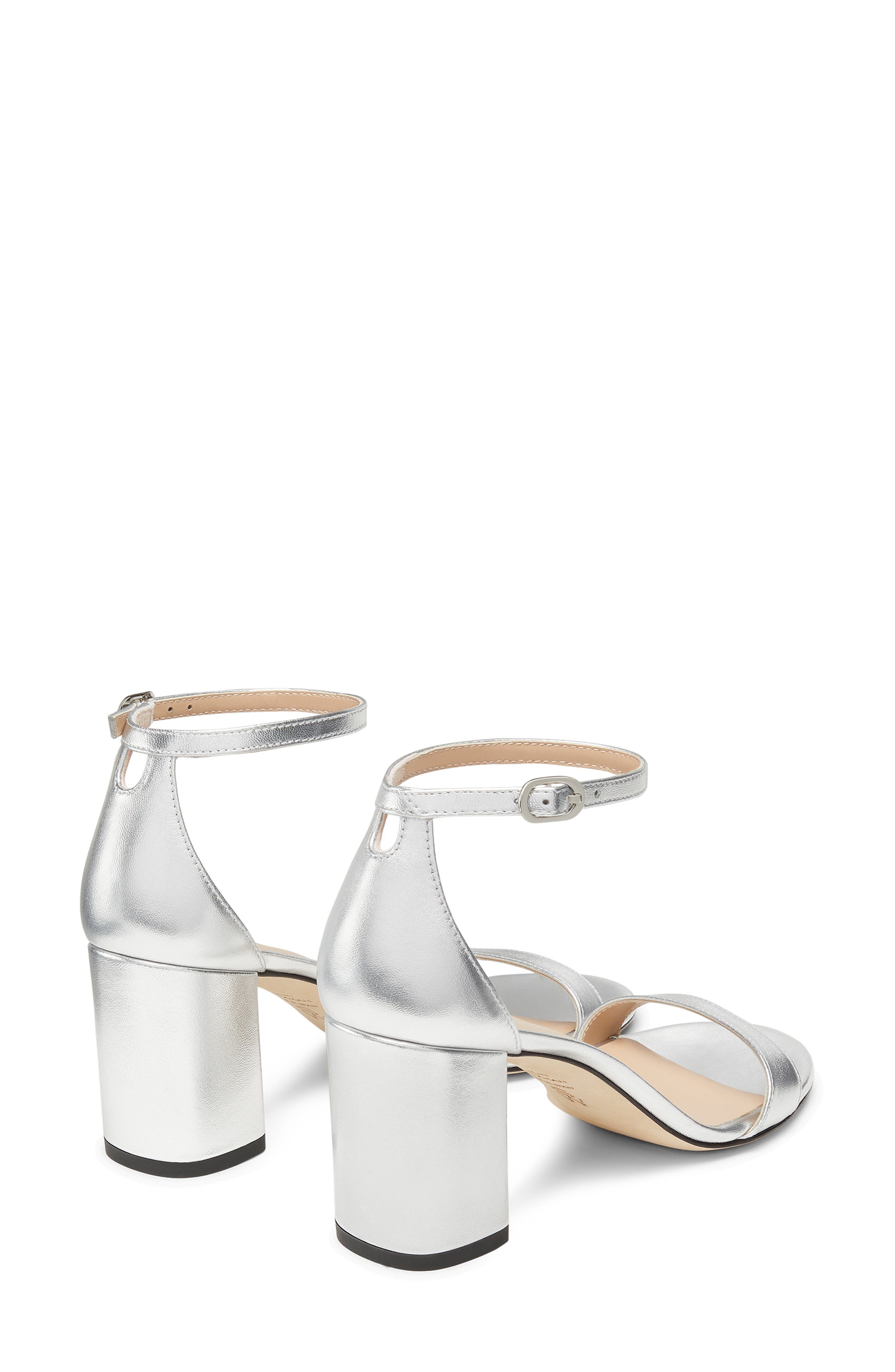 Stuart Weitzman Nudist Block 75 Sandal in Silver at Nordstrom - 4