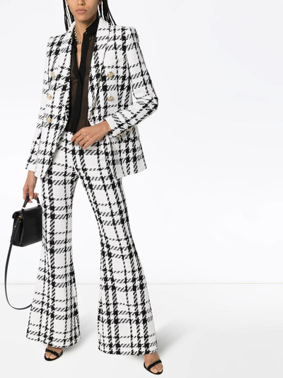 Balmain double-breasted checked tweed blazer outlook