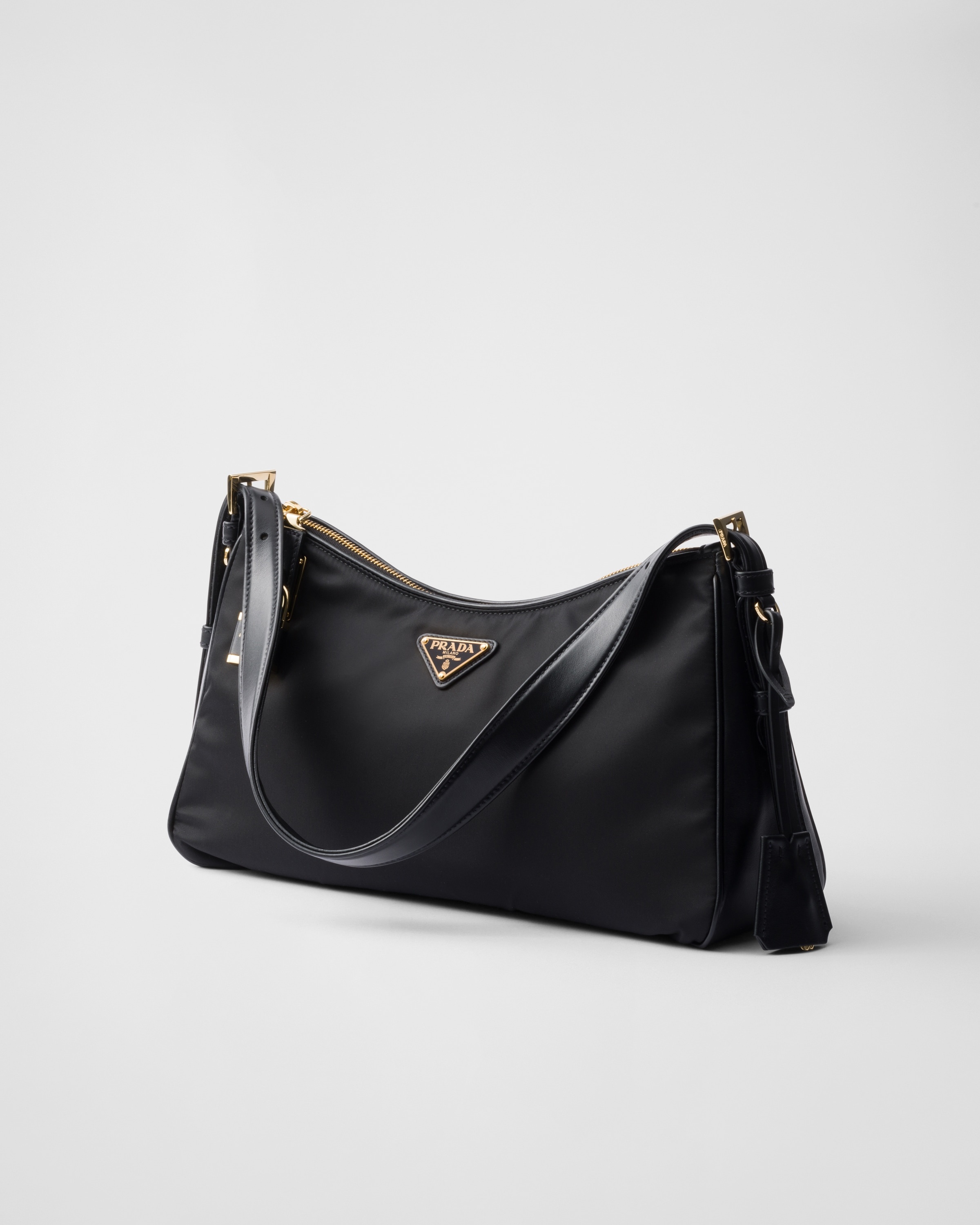 【関税&送料込】Prada Black Nylon Large Aimee Shoulder Bag Prada Prada Aimée large Re-Nylon and leather shoulder bag