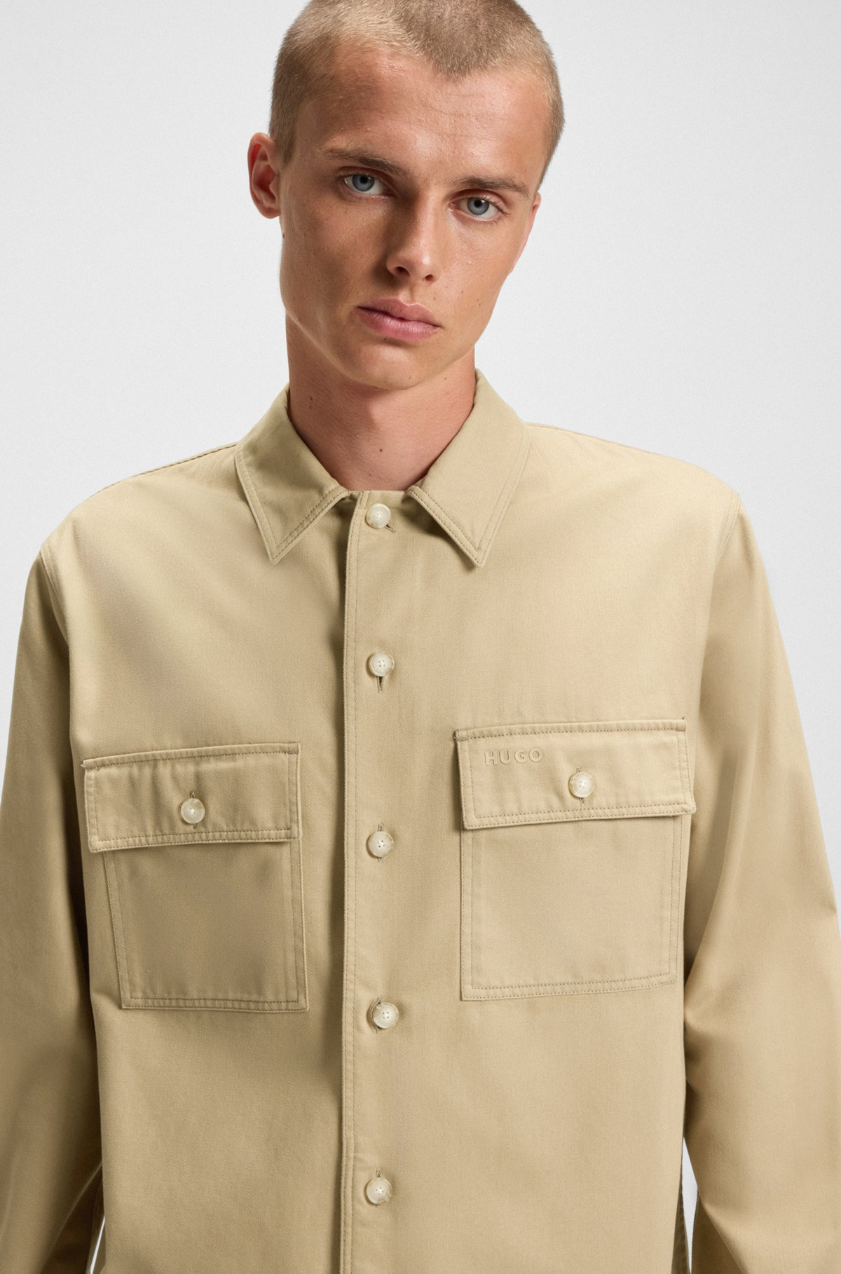 RELAXED-FIT COTTON SHIRT WITH OVERSIZED CHEST POCKET - 3