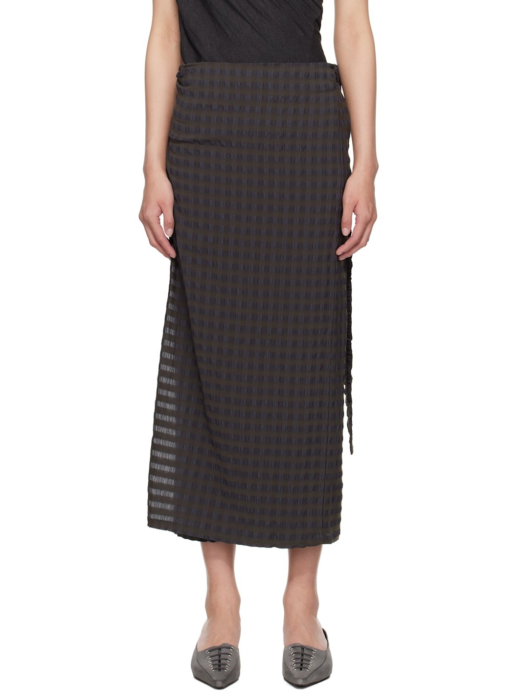 Brown & Blue Staino Midi Skirt - 1