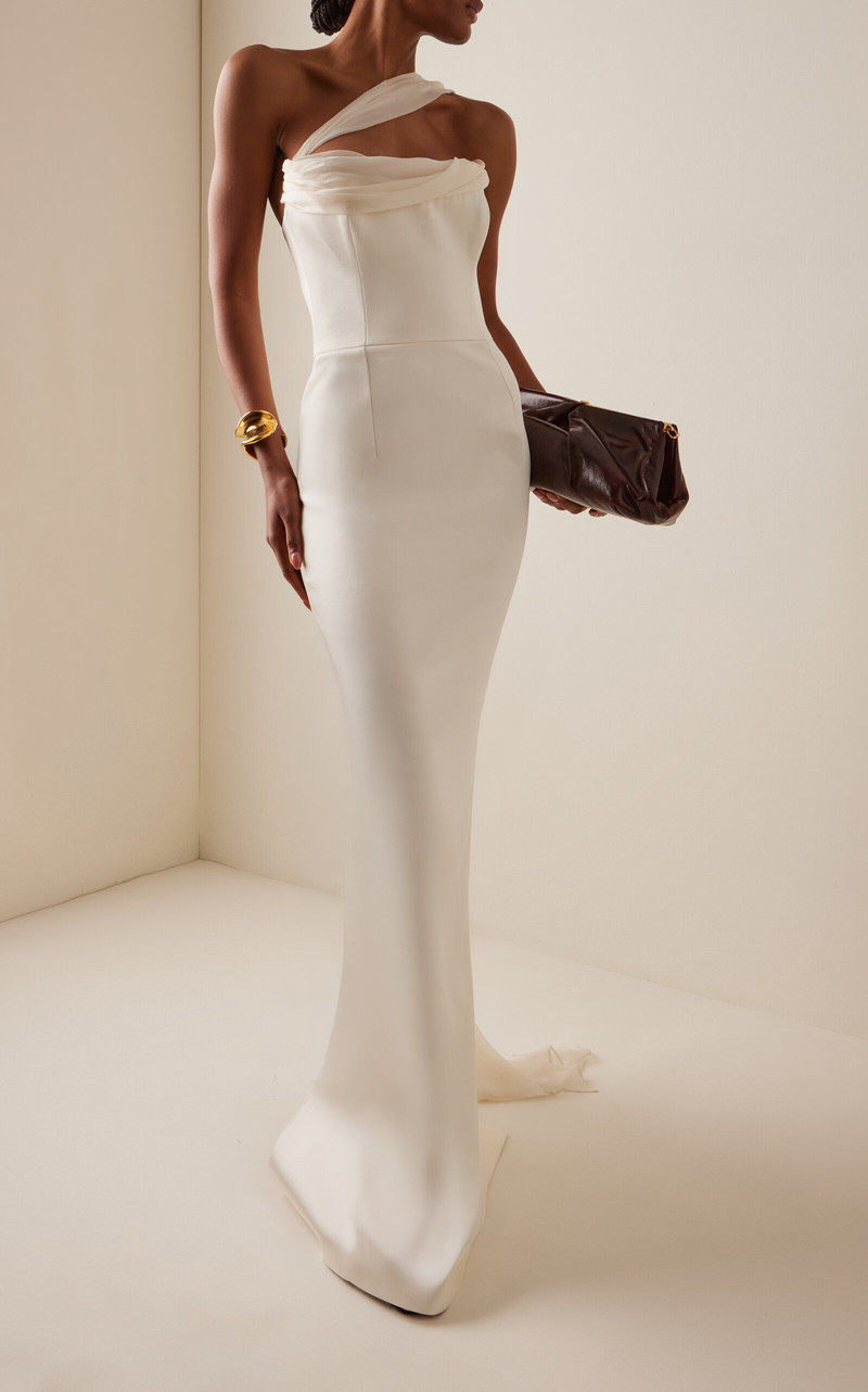 THE NEW ARRIVALS ILKYAZ OZEL Julietta Sash-Detailed Crepe Gown white outlook