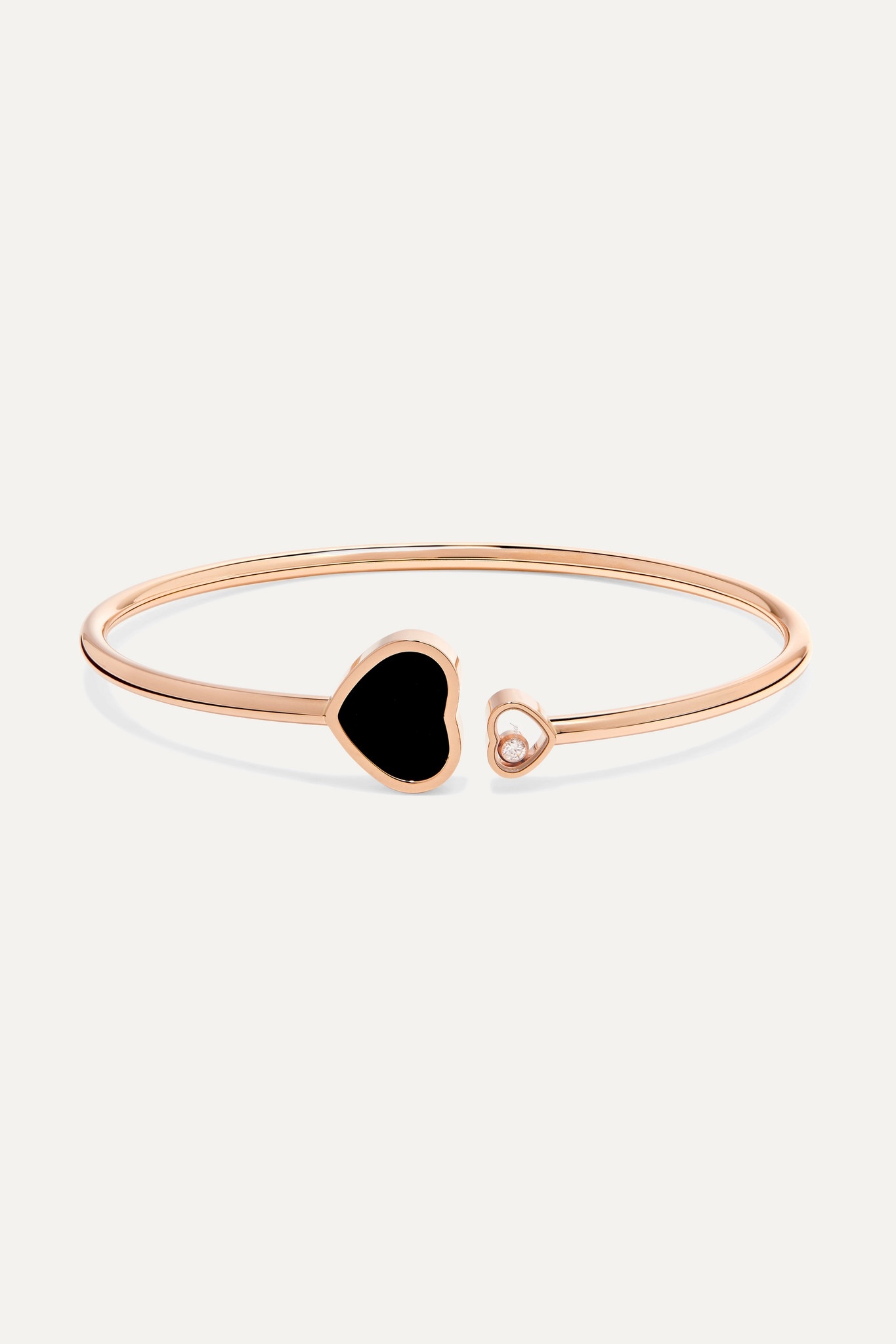 Happy Hearts 18-karat rose gold, onyx and diamond cuff - 1