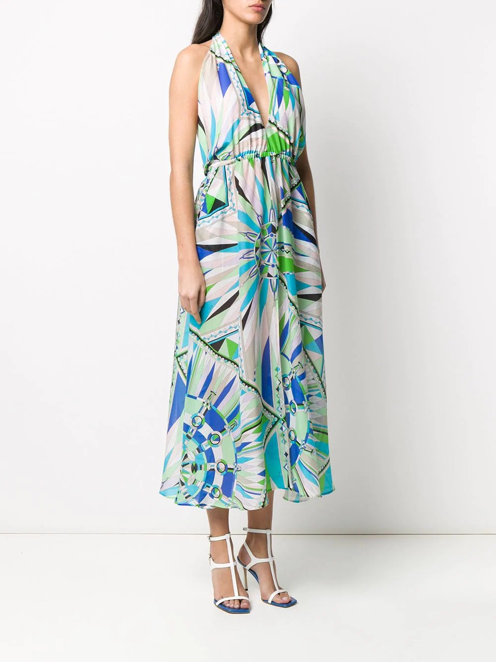 abstract print halterneck dress - 3