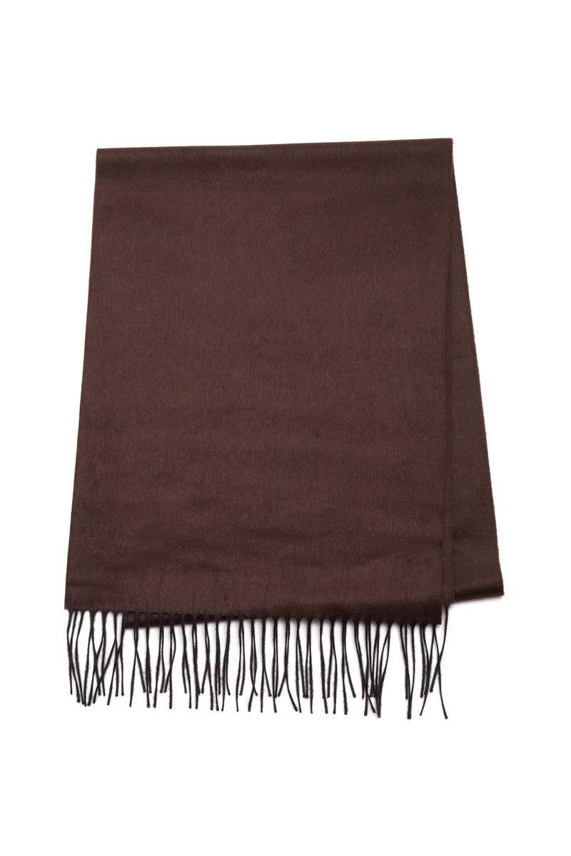 Blaine Fringe Scarf in Chocolate Melange Silk Cashmere 1