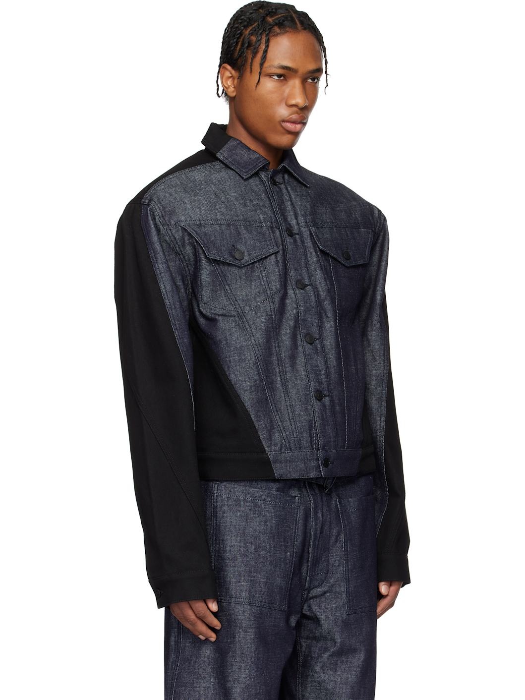 Navy & Black Bi-Tone Denim Jacket - 2