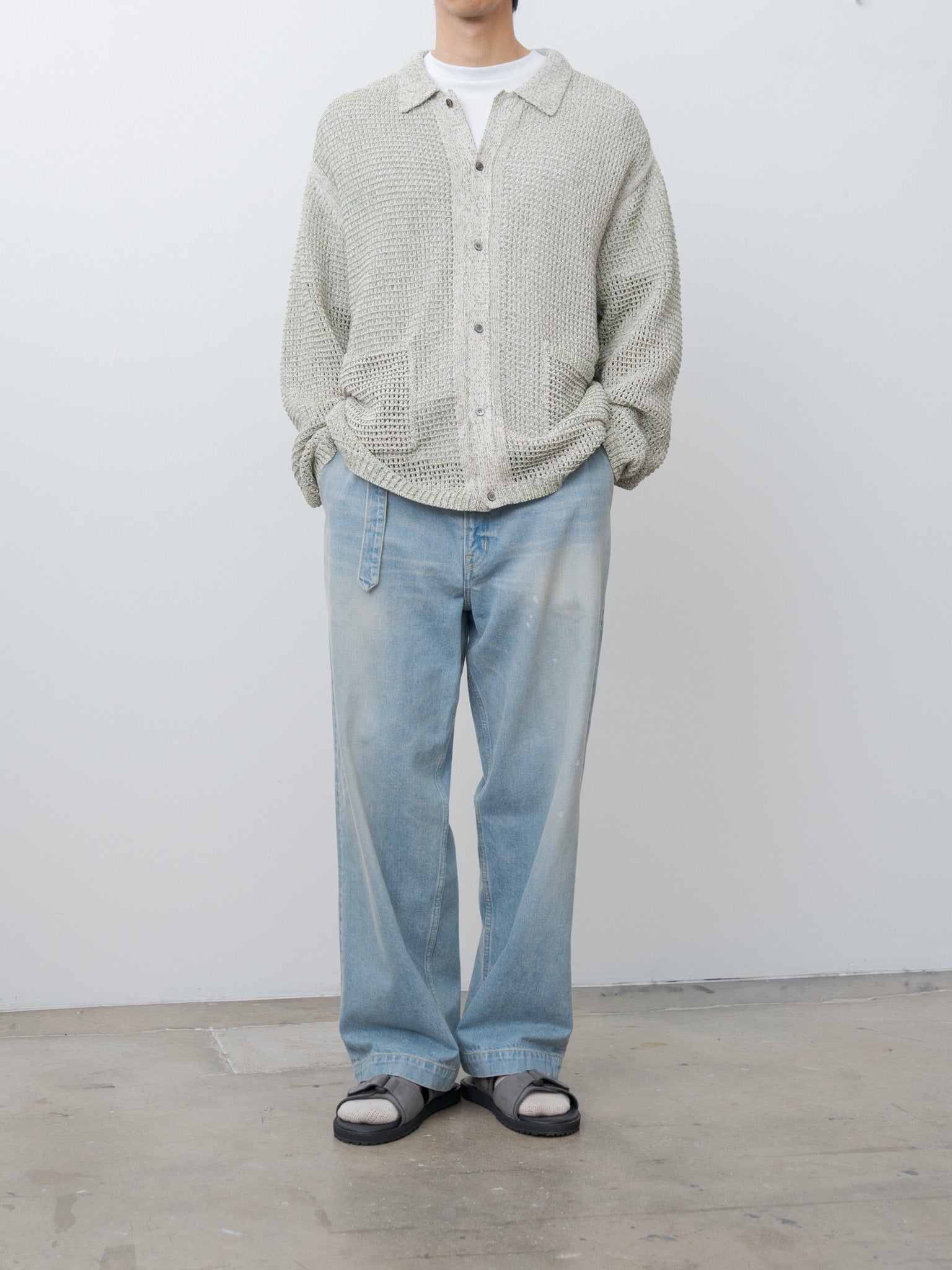 【YOKE】 MESH KNITTED SHIRT CARDIGAN size3 YOKE ／ ヨーク ／ MESH KNITTED SHIRT CARDIGAN | ガーデン