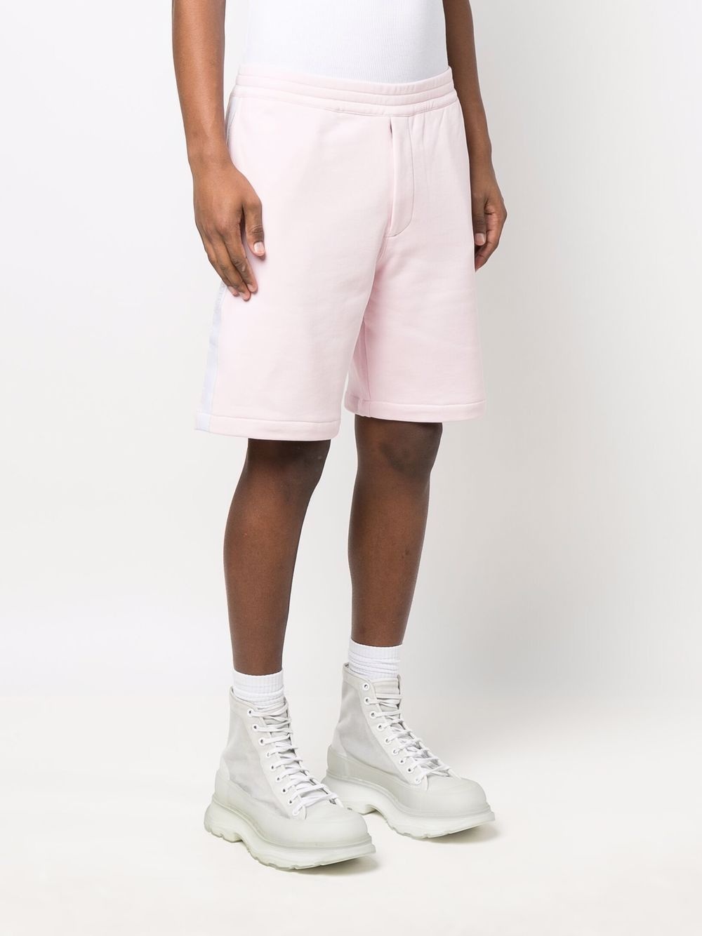 side-stripe cotton track shorts - 3