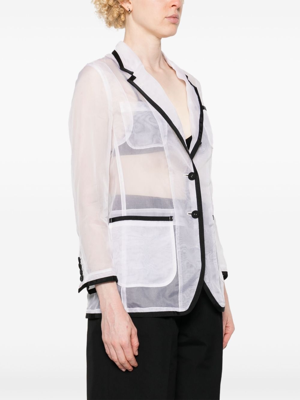 semi-sheer organza blazer - 3