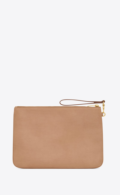 SAINT LAURENT rive gauche beach pouch in vegetable-tanned leather outlook