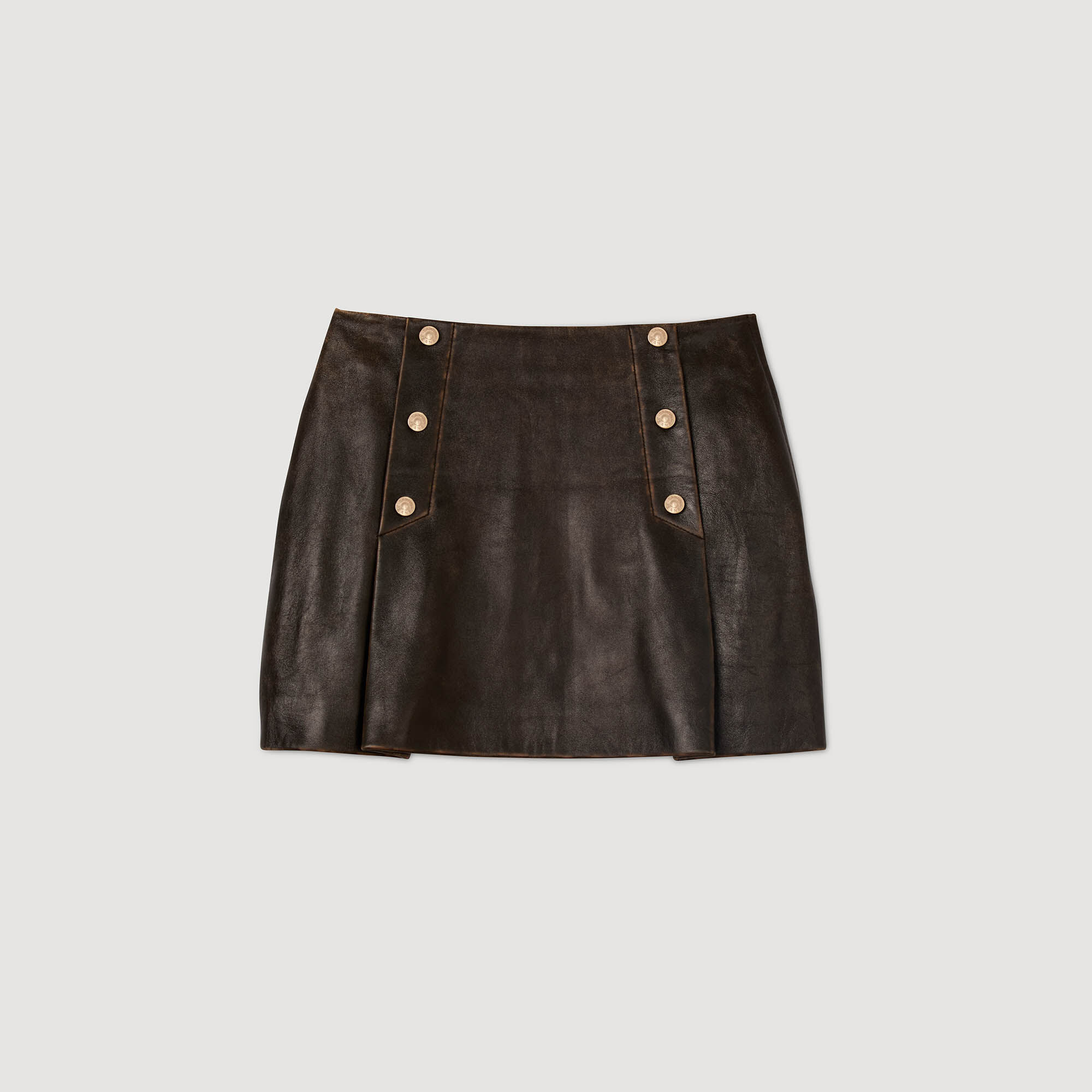 MINI AGED LEATHER SKIRT - 7