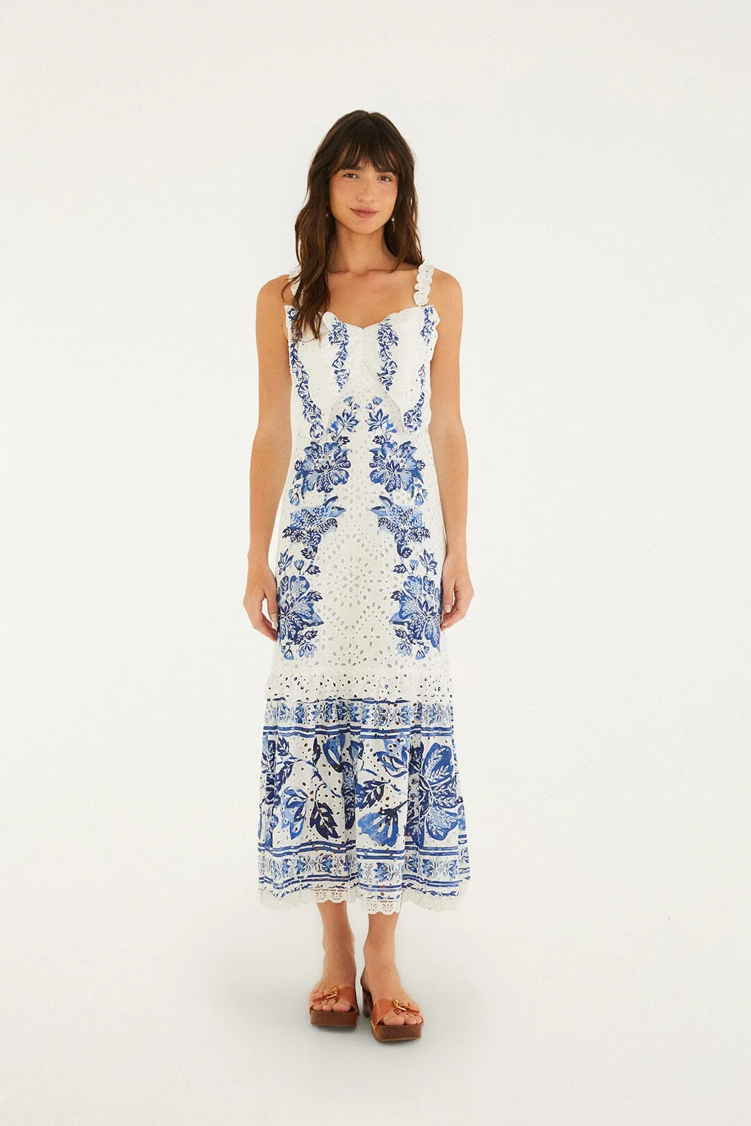 Off-White Beautiful Nature Eyelet Midi Dress - 1