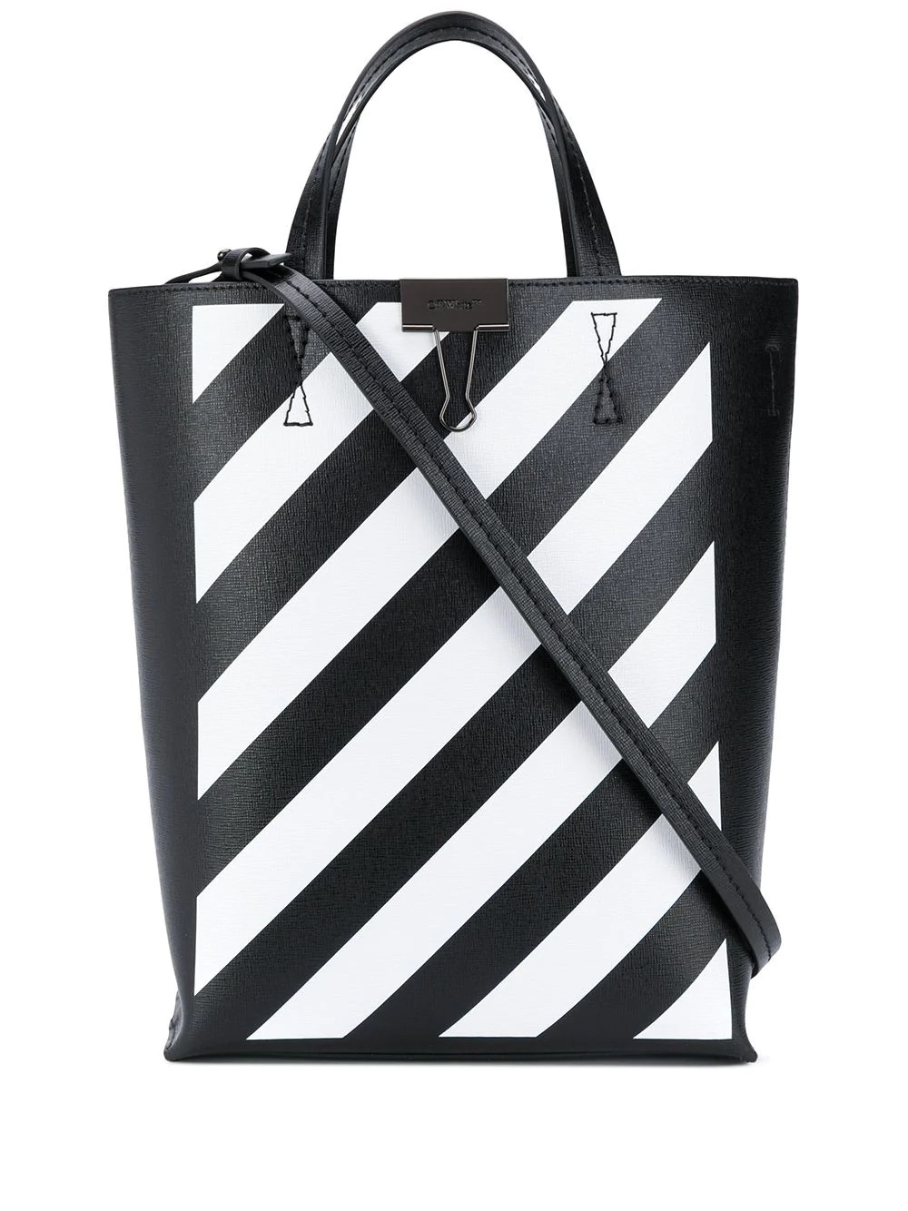 diagonal print tote bag - 1