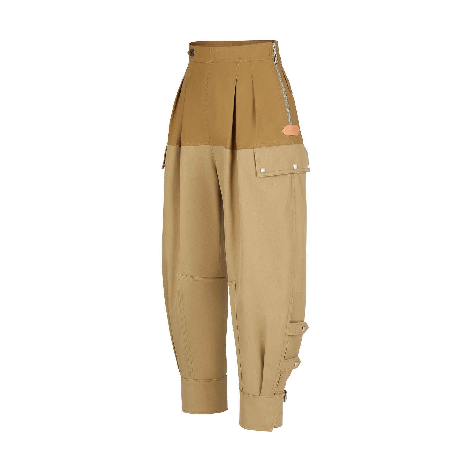 Bicolor Cargo Pants With Ankle Straps  - 2