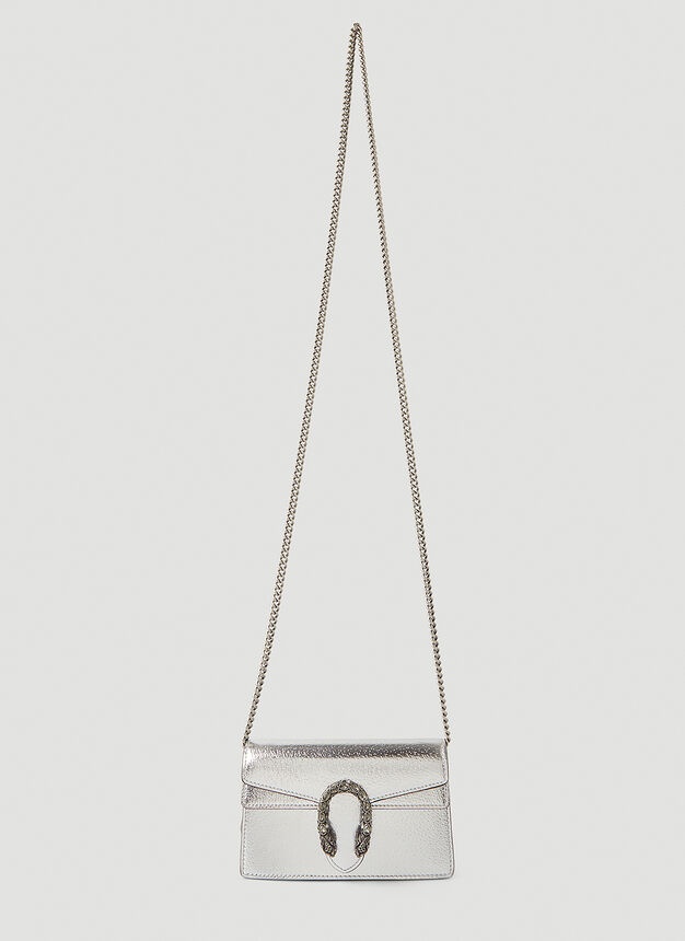 GUCCI Dionysus Lamé Super Mini Shoulder Bag in Silver | lncc | REVERSIBLE