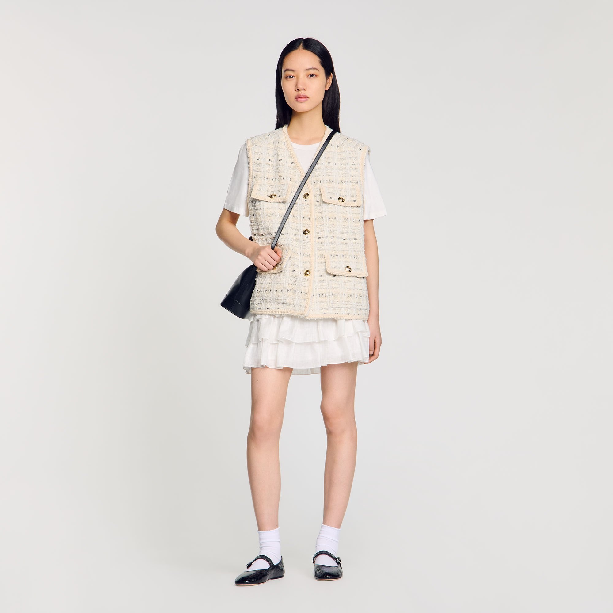 SLEEVELESS TWEED JACKET - 1