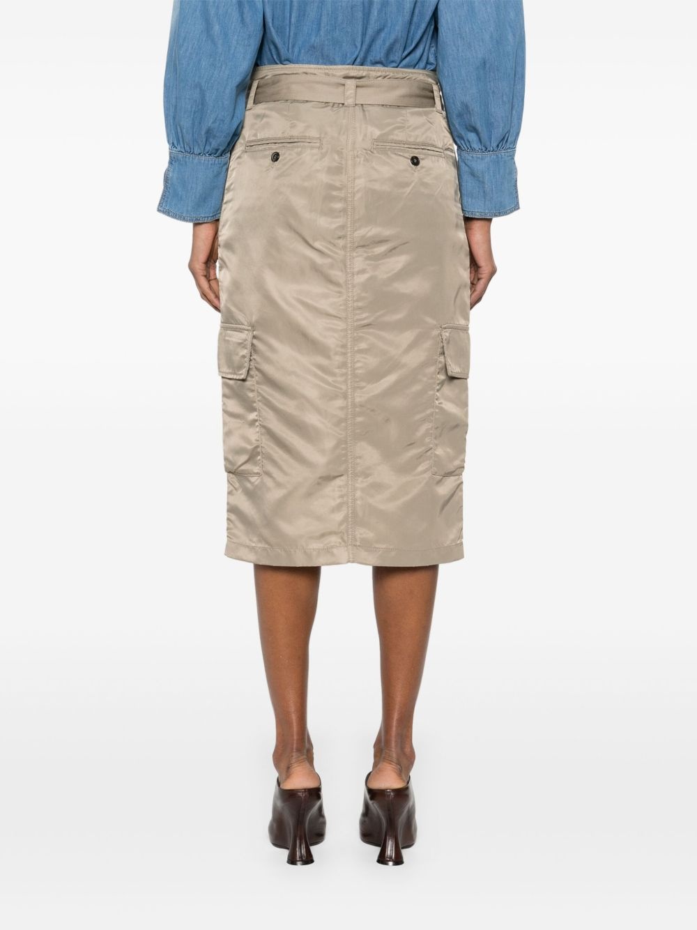 belted cargo midi skirt - 4