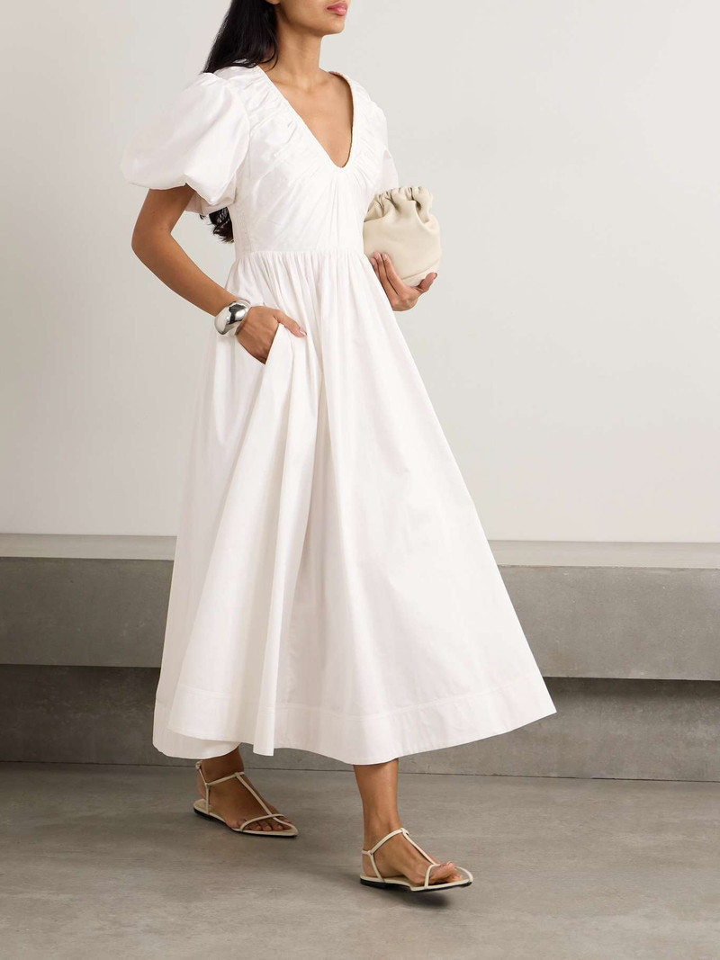 Aje. Esmerie gathered organic cotton-poplin midi dress Ivory outlook