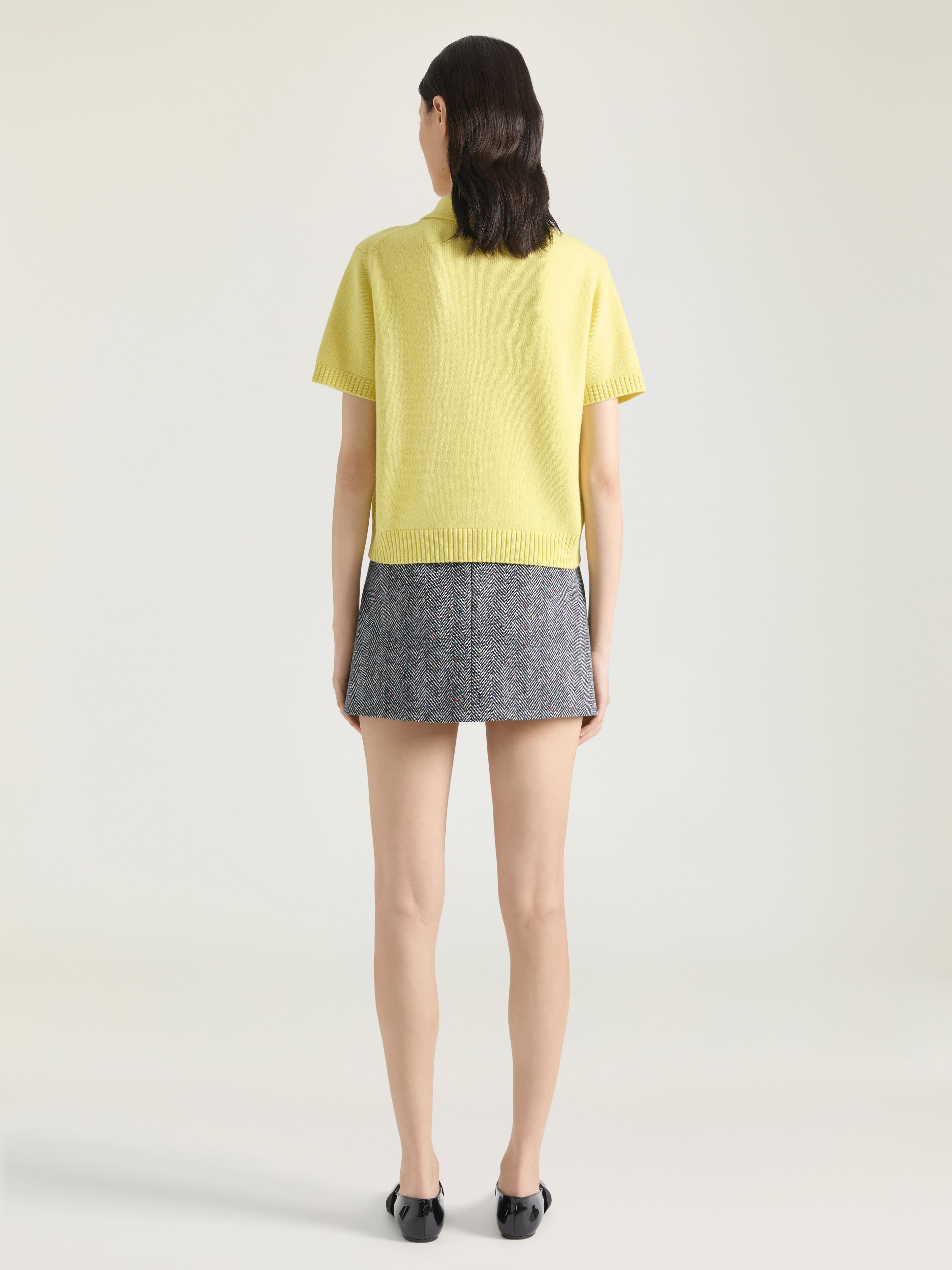 SLICED MINI SKIRT IN COTTON HERRINGBONE - 3