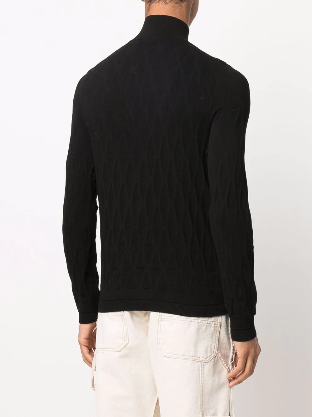 diamond-pattern high-neck jumper - 4