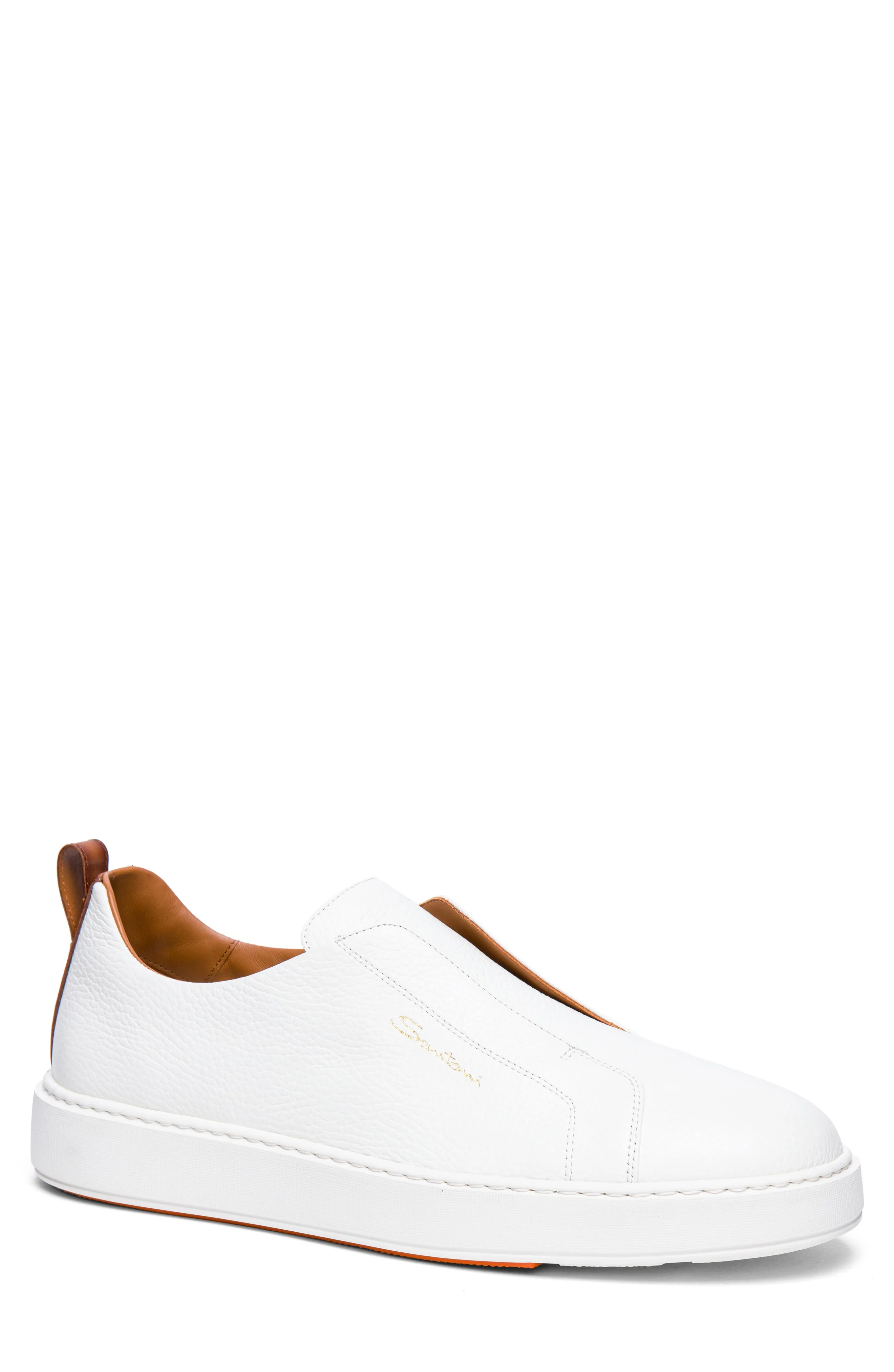 Santoni Victory Laceless Slip-On Sneaker in White at Nordstrom - 1