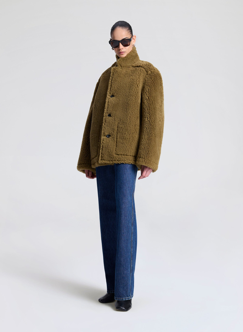 Ruth Glossy Leather and Shearling Reversible Coat 6