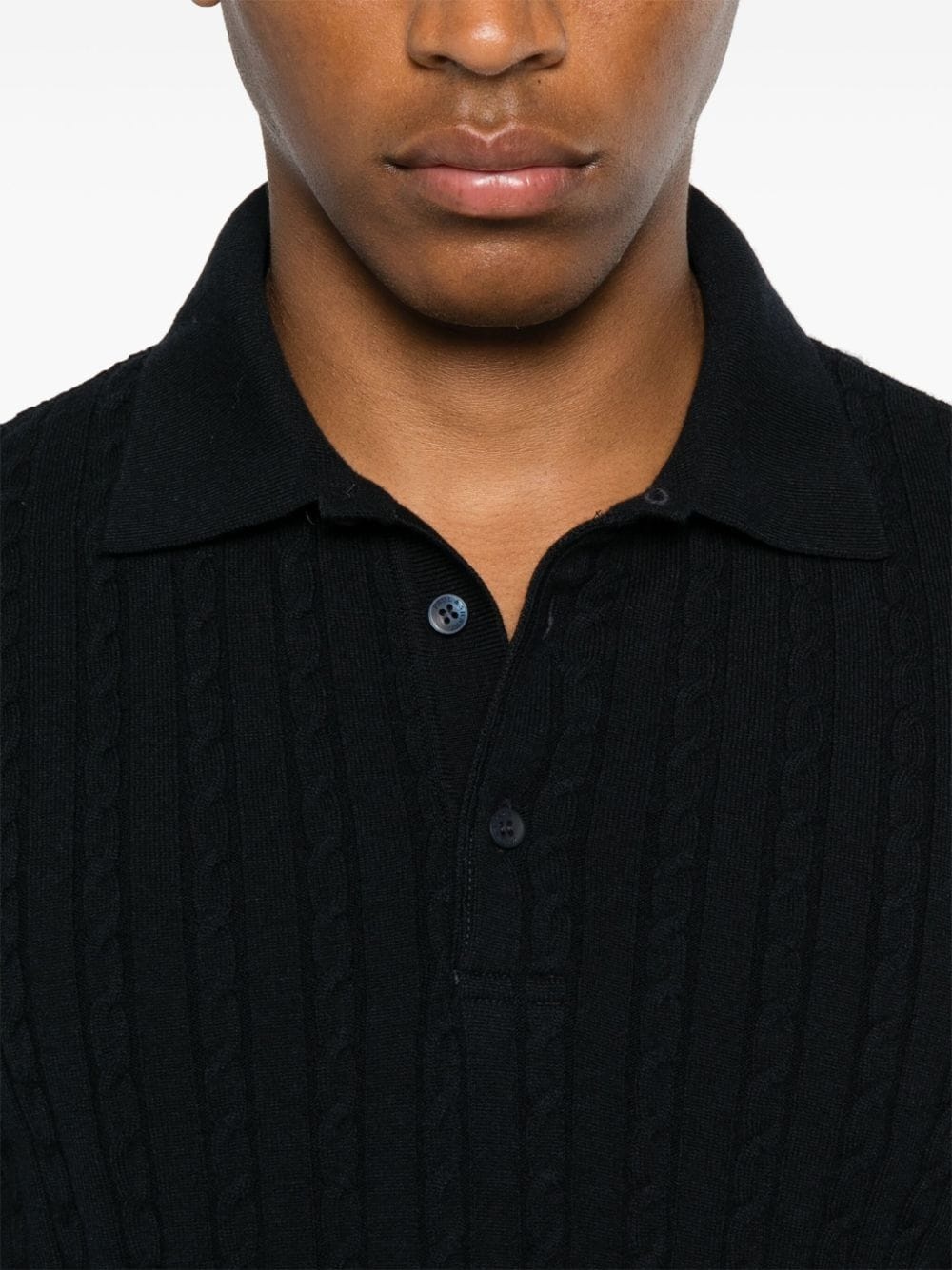 cable-knit polo shirt - 5
