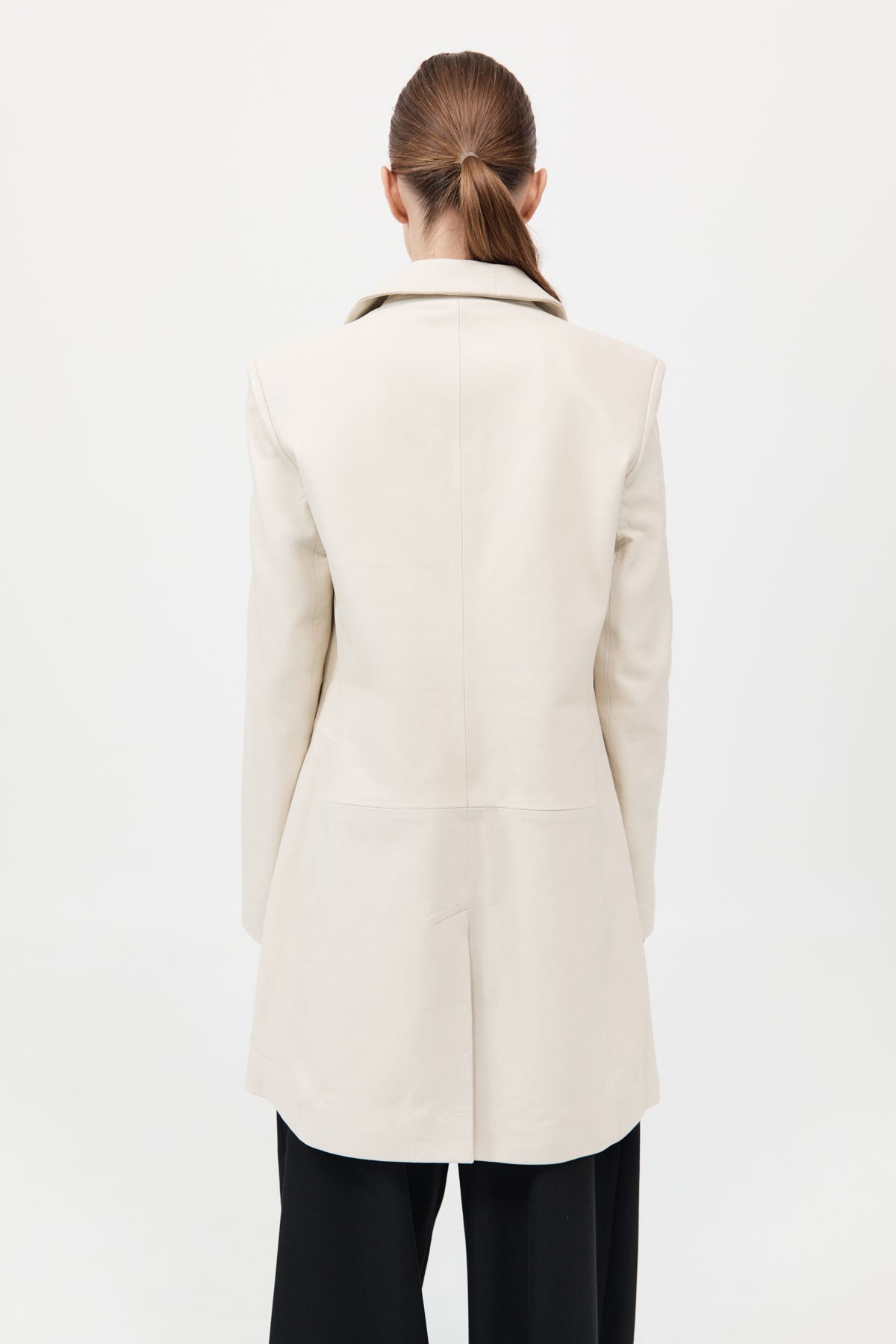 Leather Longline Jacket - Tofu - 6