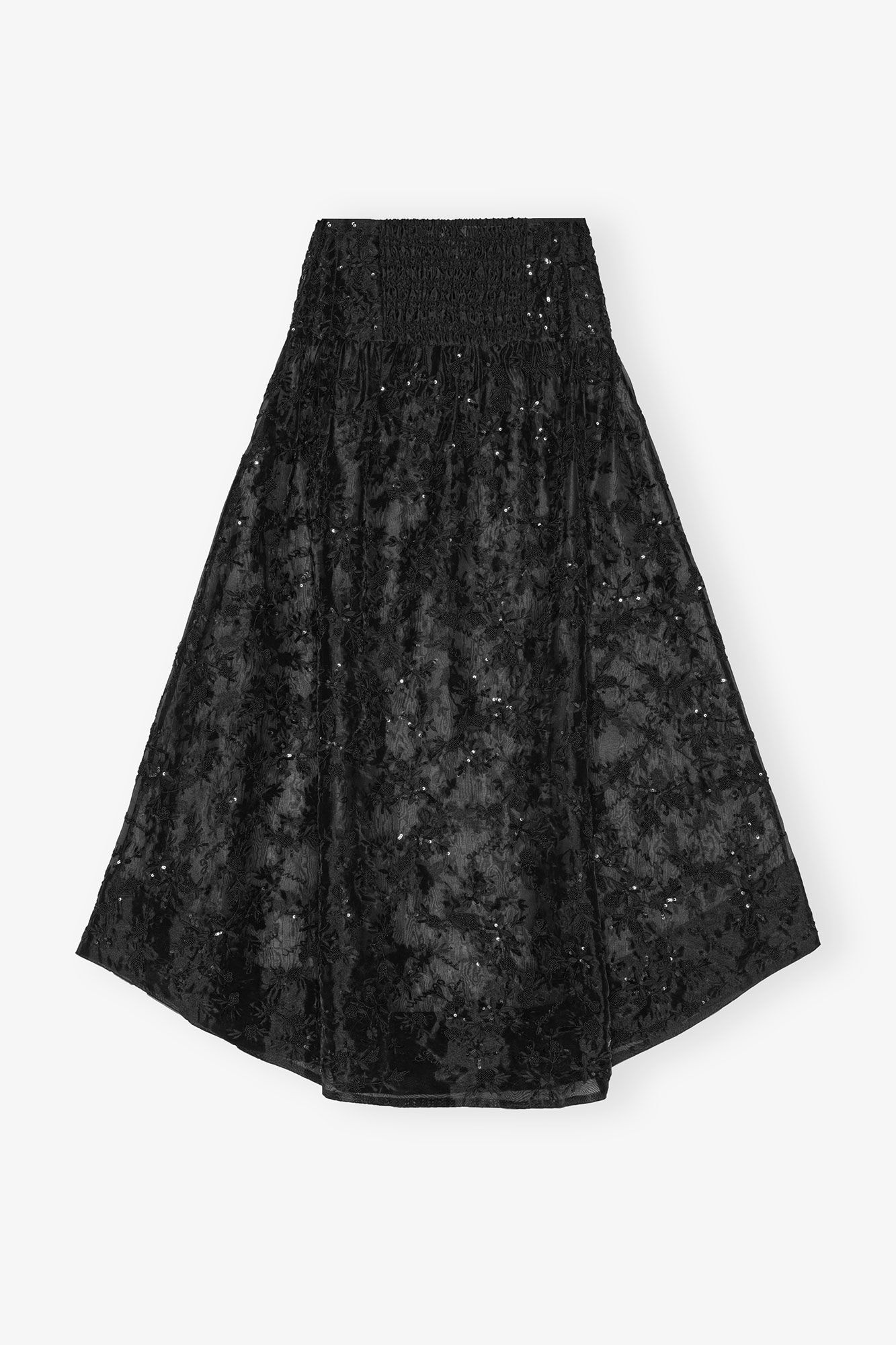 BLACK EMBELLISHED ORGANZA SKIRT - 2