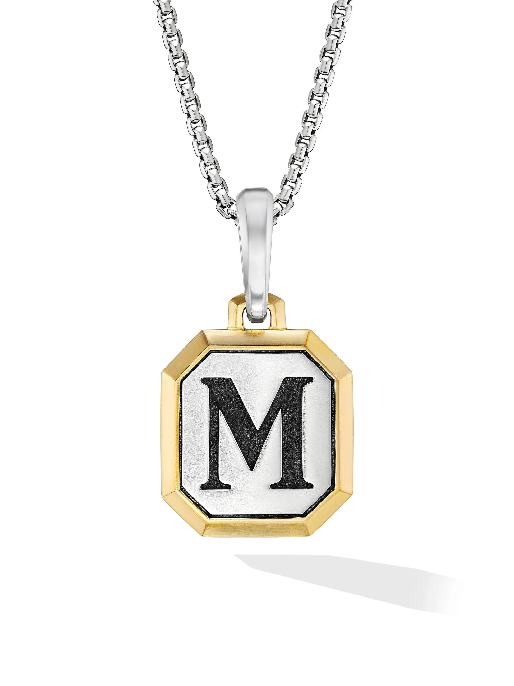 Men's Initial Amulet in Sterling Silver - M Silver - 1