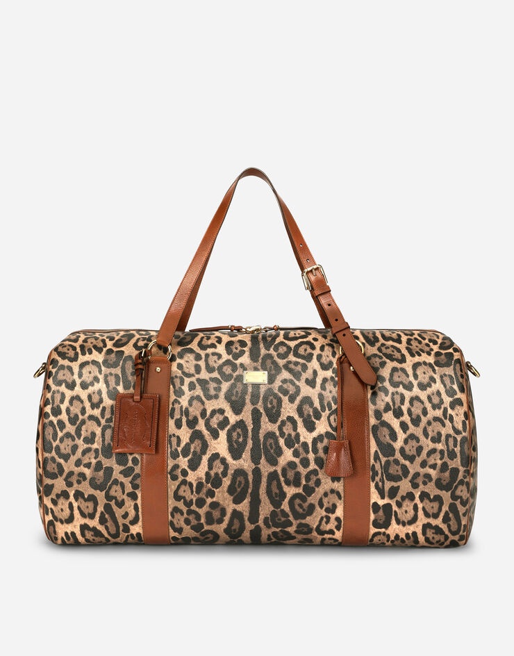 Large travel bag in leopard-print Crespo with branded plate - 1