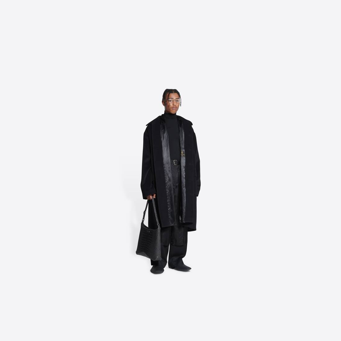 Men's Deconstructed Carcoat in Black - 3