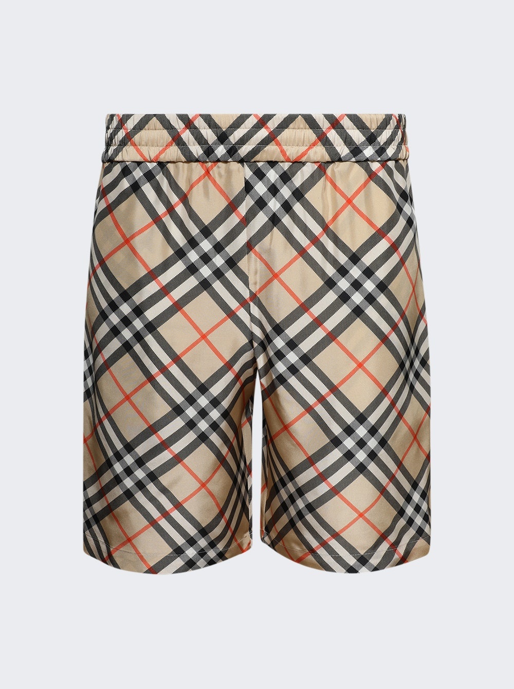 【送料&関税込】Burberry Beige Silk Shorts With Print Check Silk Shorts in Archive beige - Women | Burberry® Official