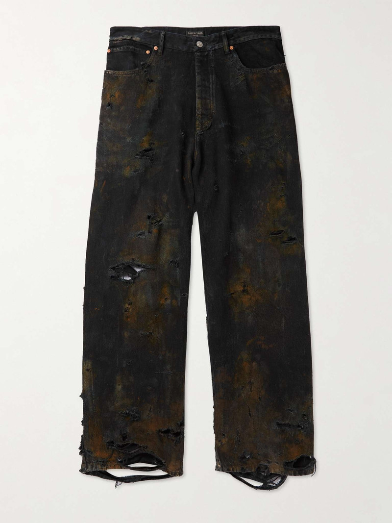 Super Destroyed Wide-Leg Distressed Jeans - 1