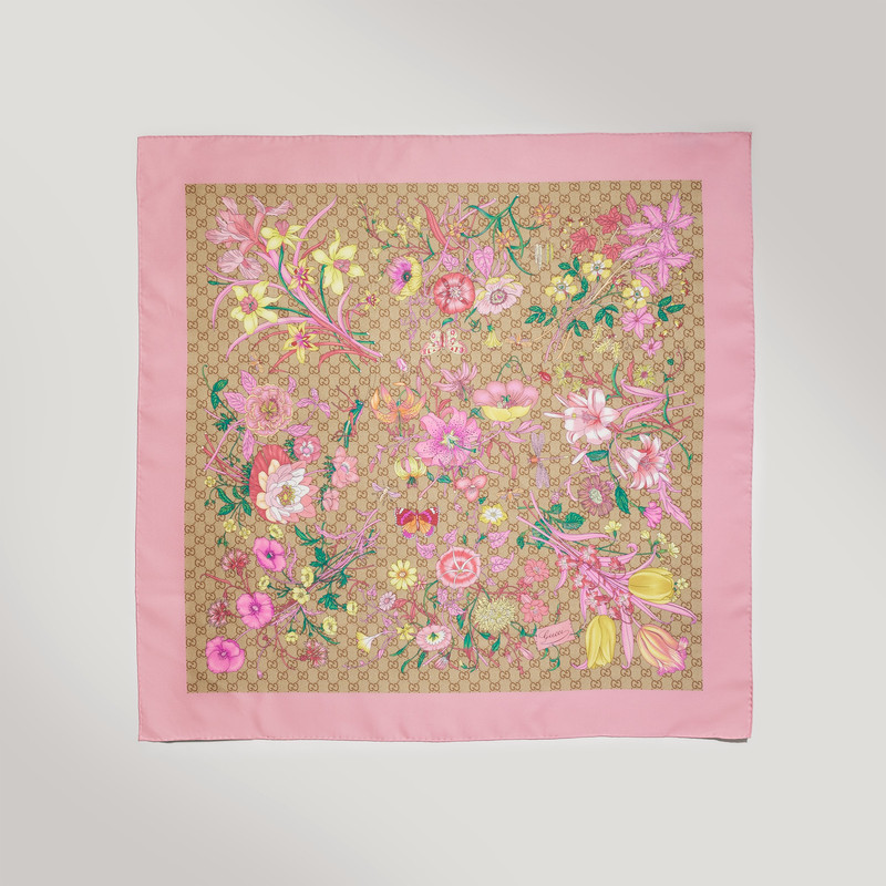 Printed GG silk twill carré - 1