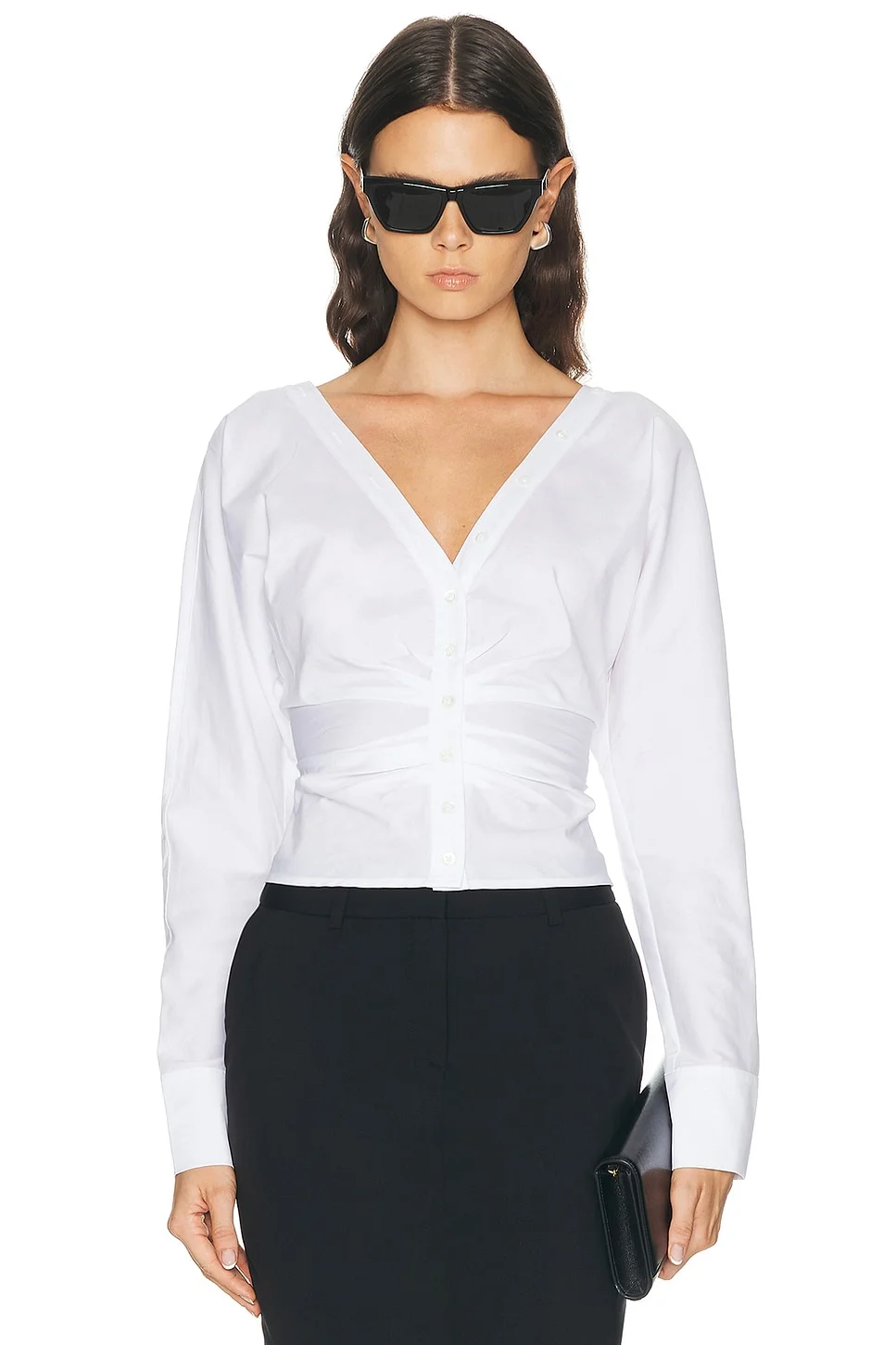 Ruched Poplin Shirt - 1
