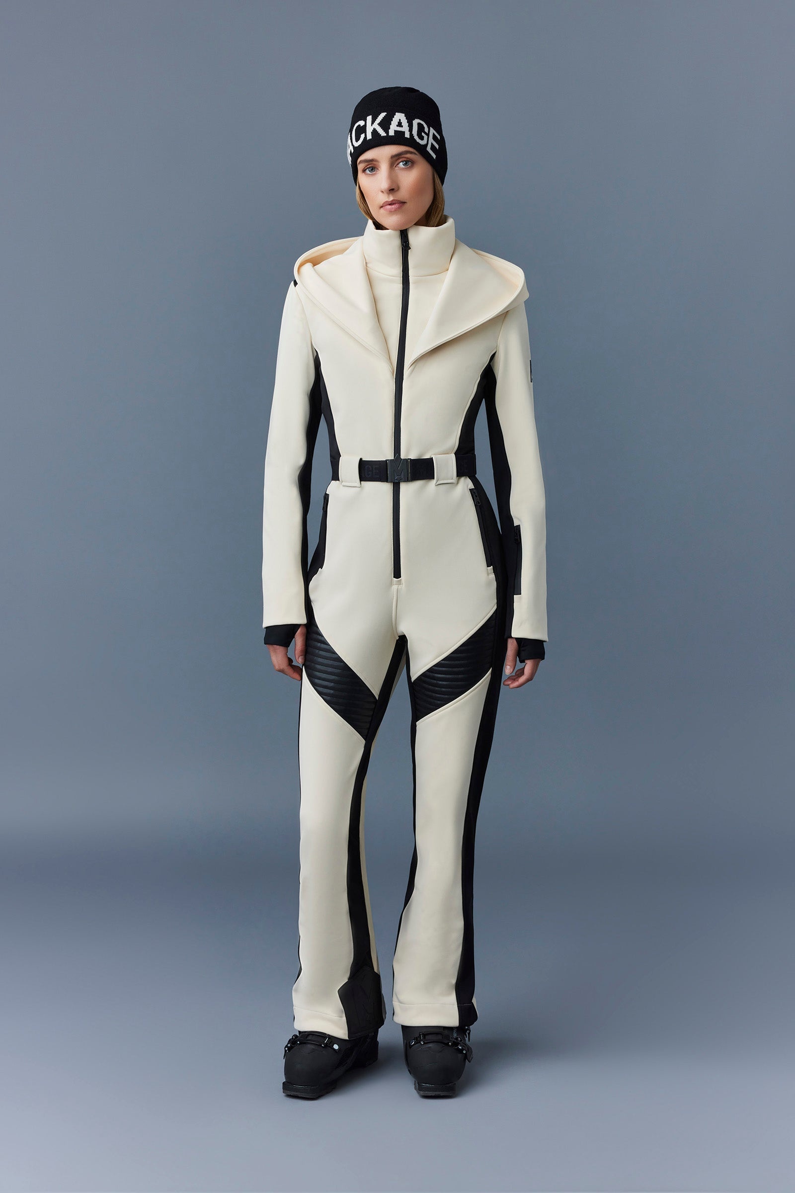 ELLE Agile-360 down ski suit with removable hood and shearling trim - 2