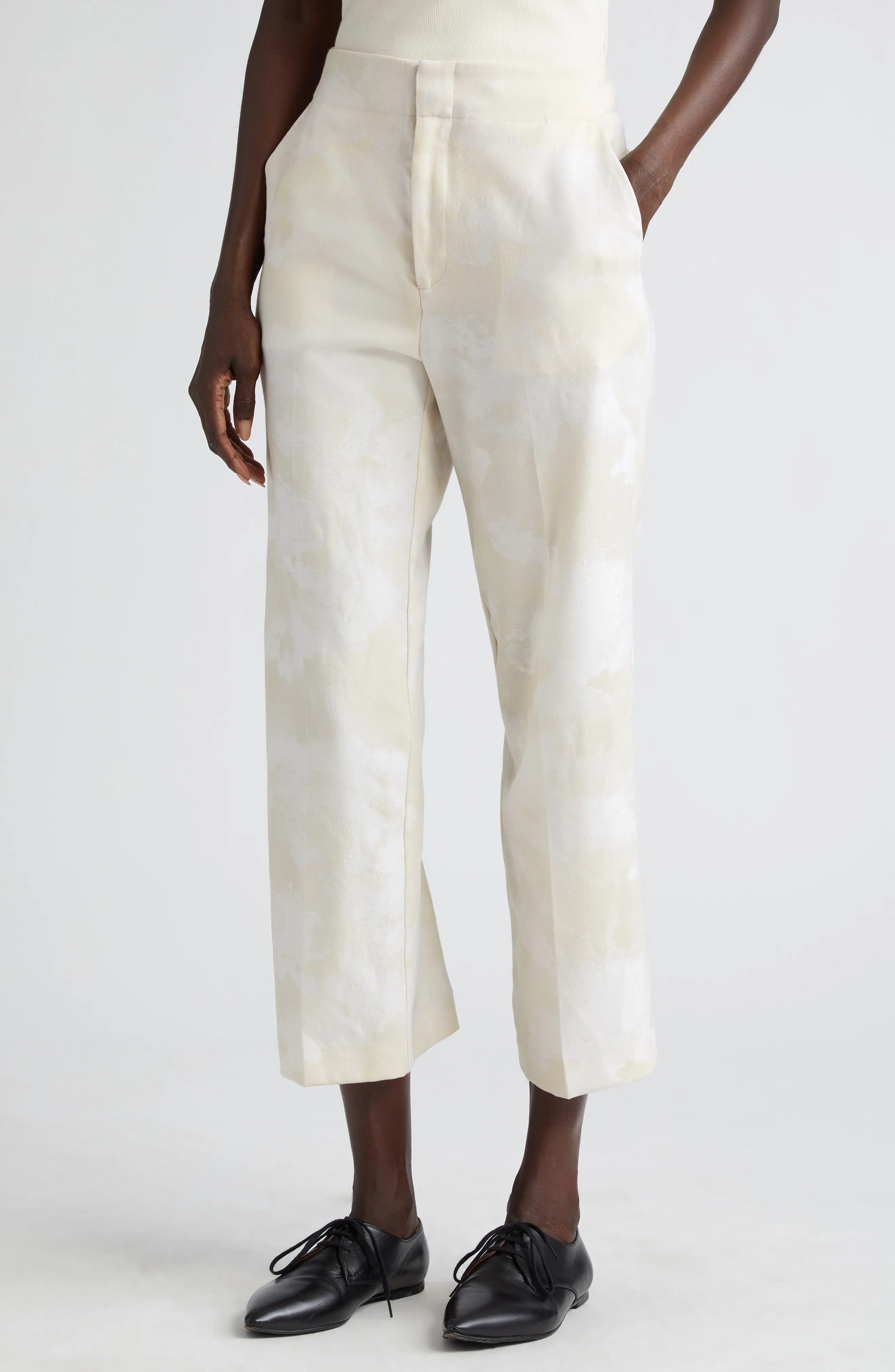 Cheval Jacquard Wool Crop Pants - 5