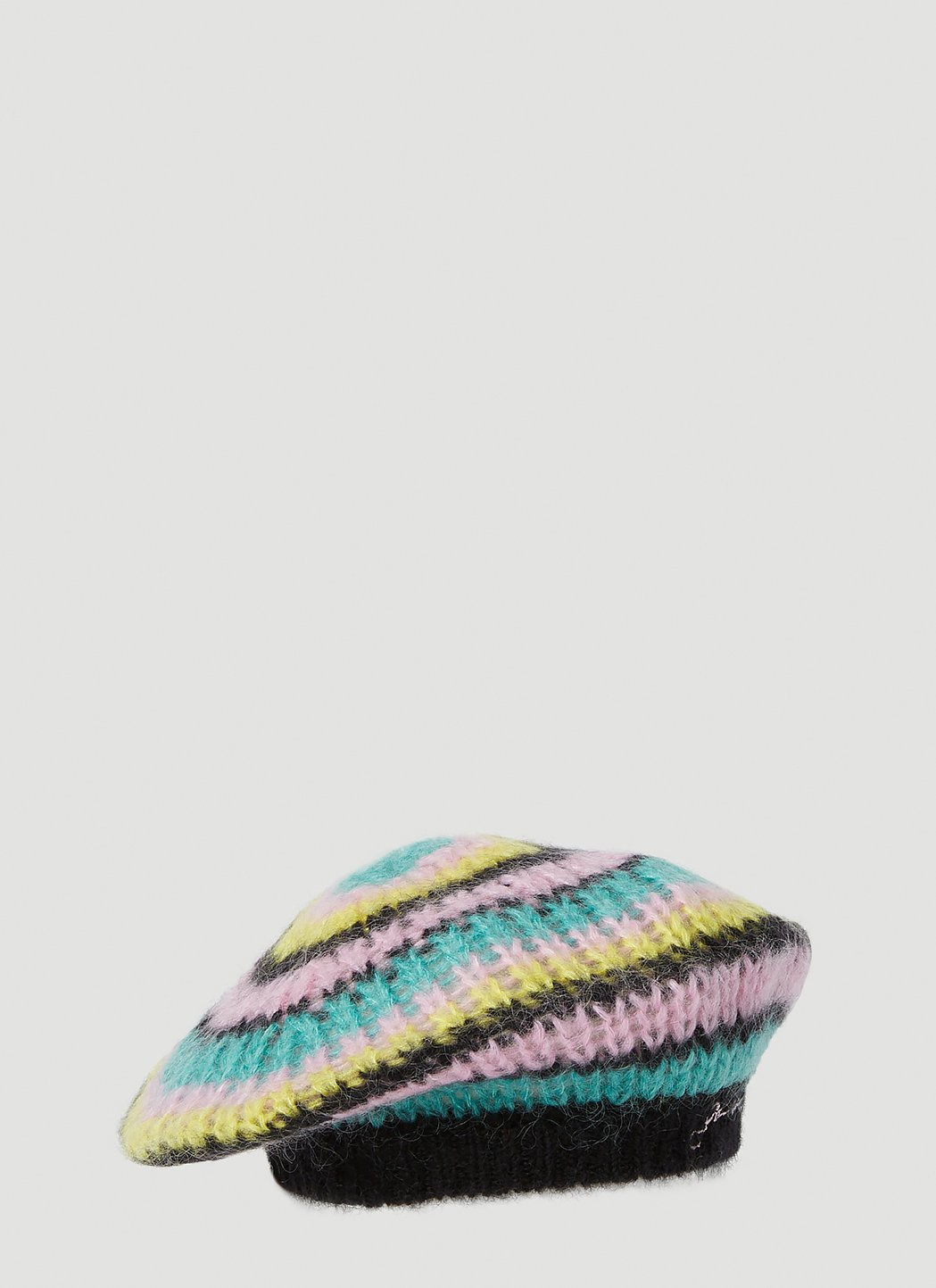 Ganni Women Striped Mohair Beret - 7