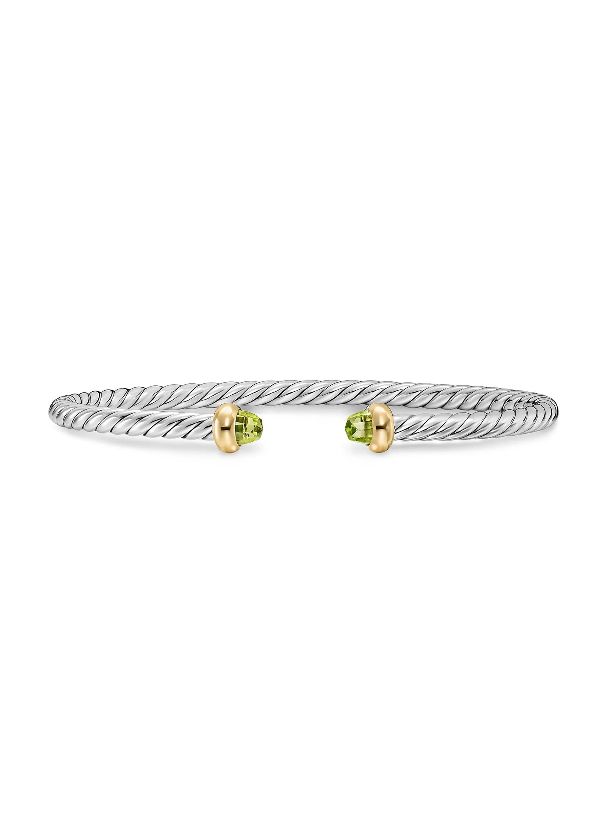Women's Micro Cable Flex Teen Bracelet in Sterling Silver - Peridot - 1