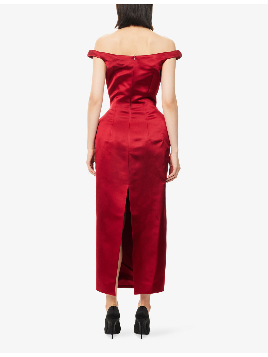 Off-The-Shoulder Sleeveless Silk Midi Dress - 4