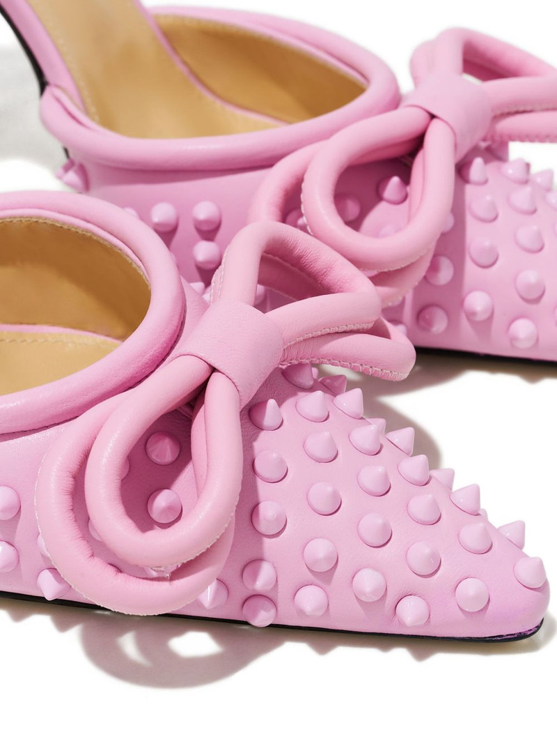 100mm studded bow-embellished leather pumps 3