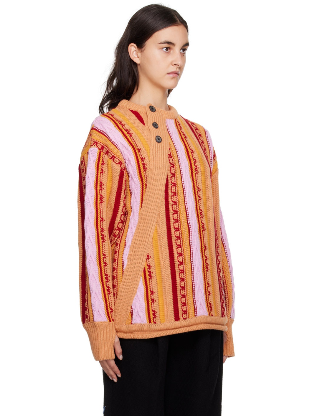Orange Buttoned Sweater - 2