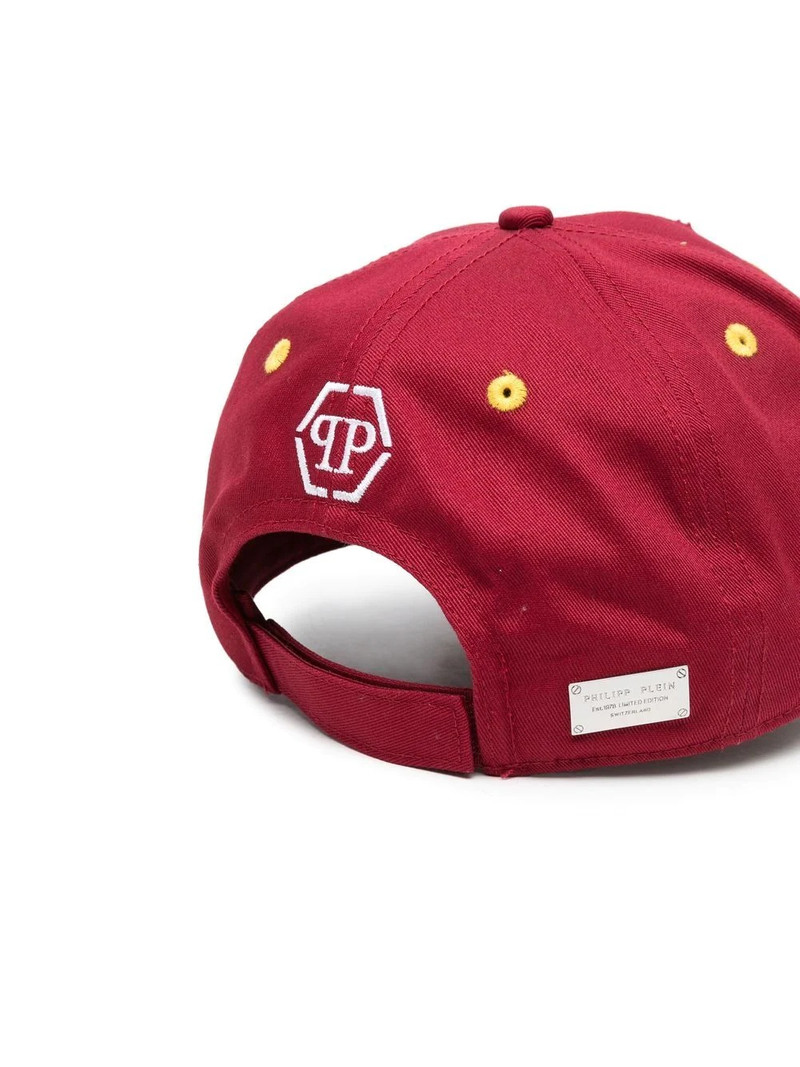 PHILIPP PLEIN logo-patch distressed cap outlook