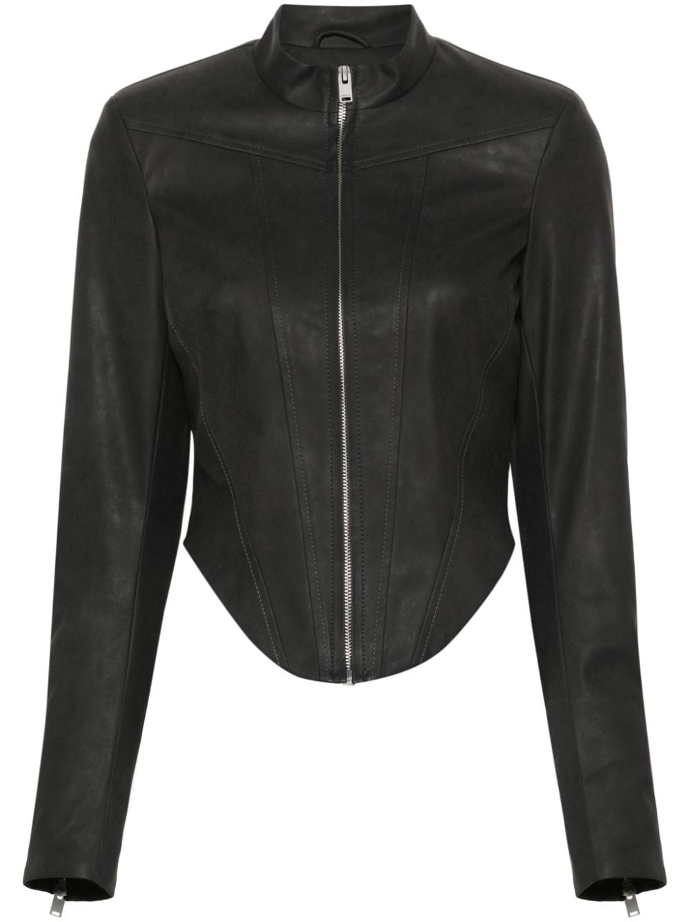 cropped faux-leather jacket - 1