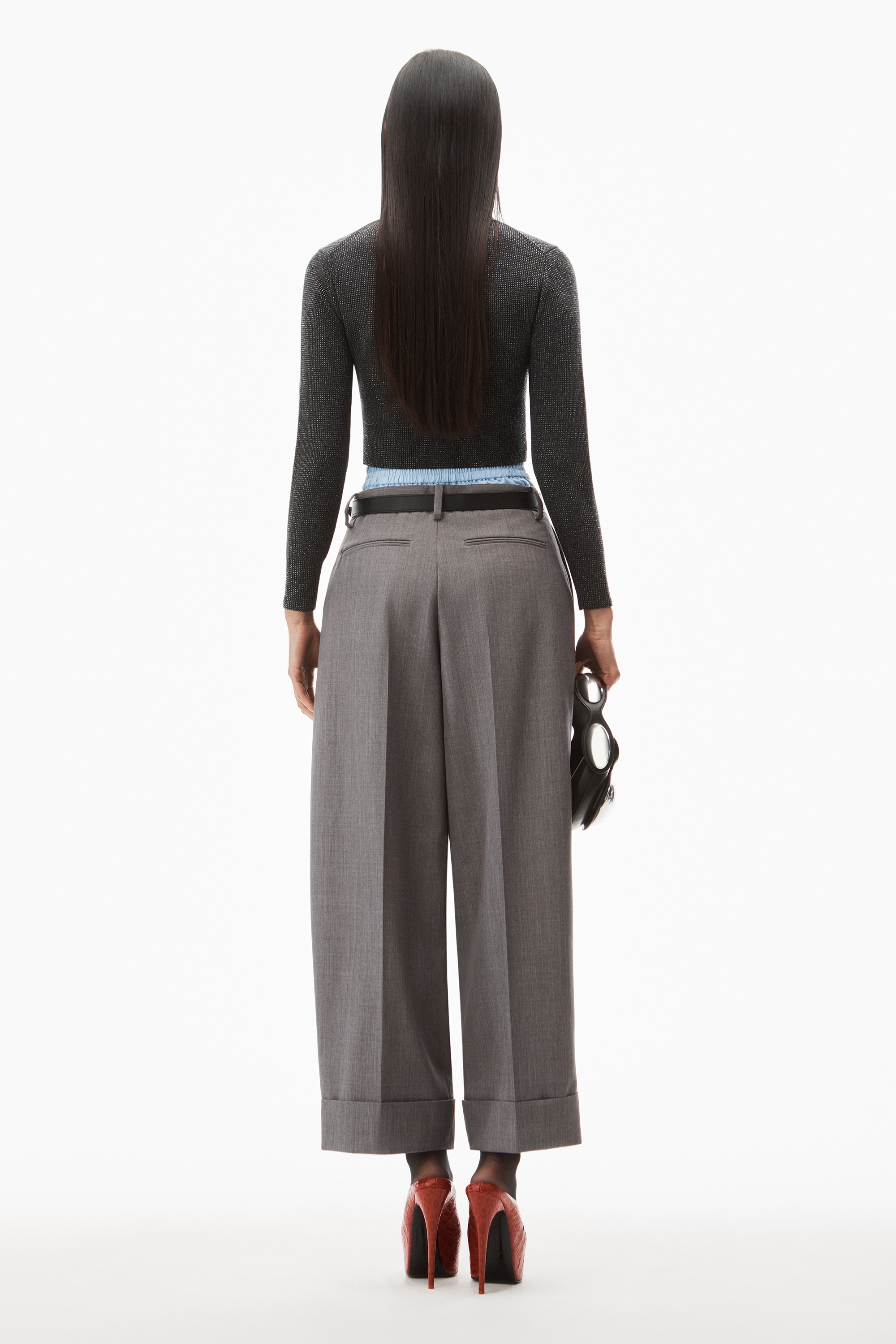 crystal hotfix shrunken cardigan in wool - 4