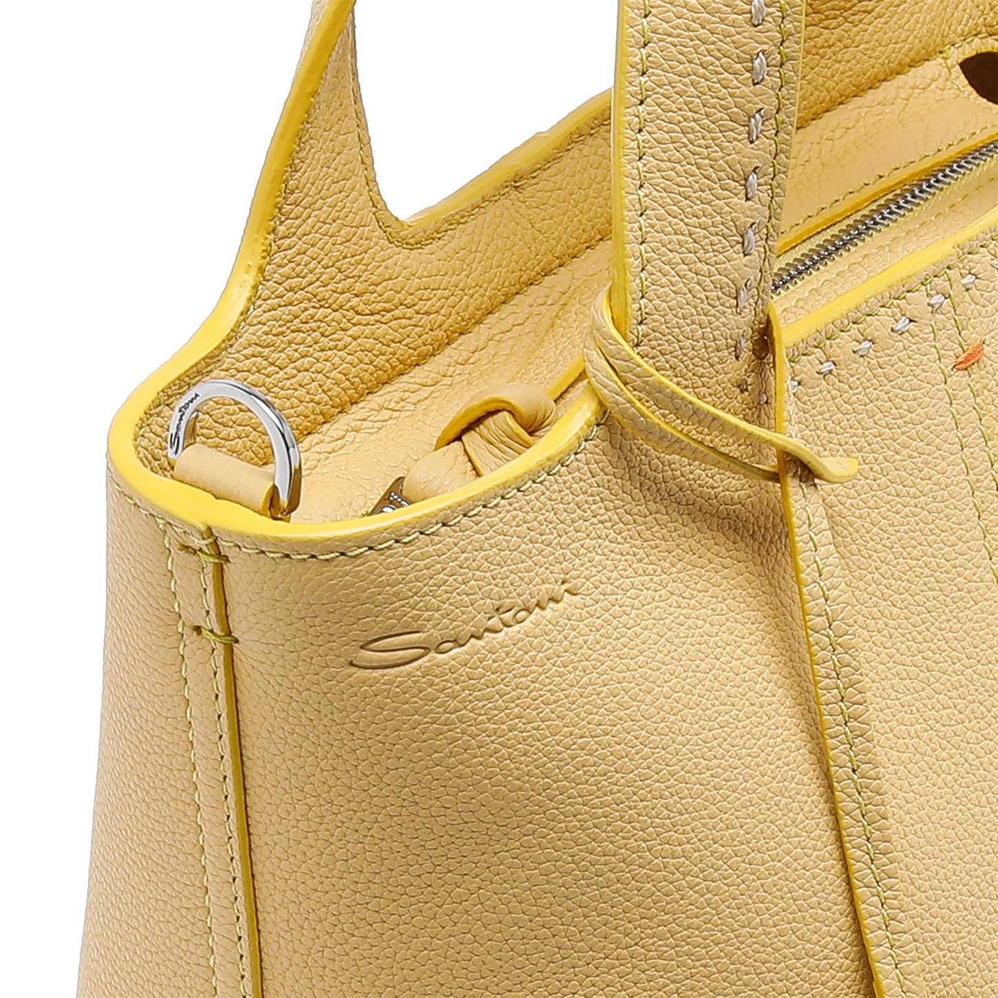 Yellow tumbled leather handbag - 5