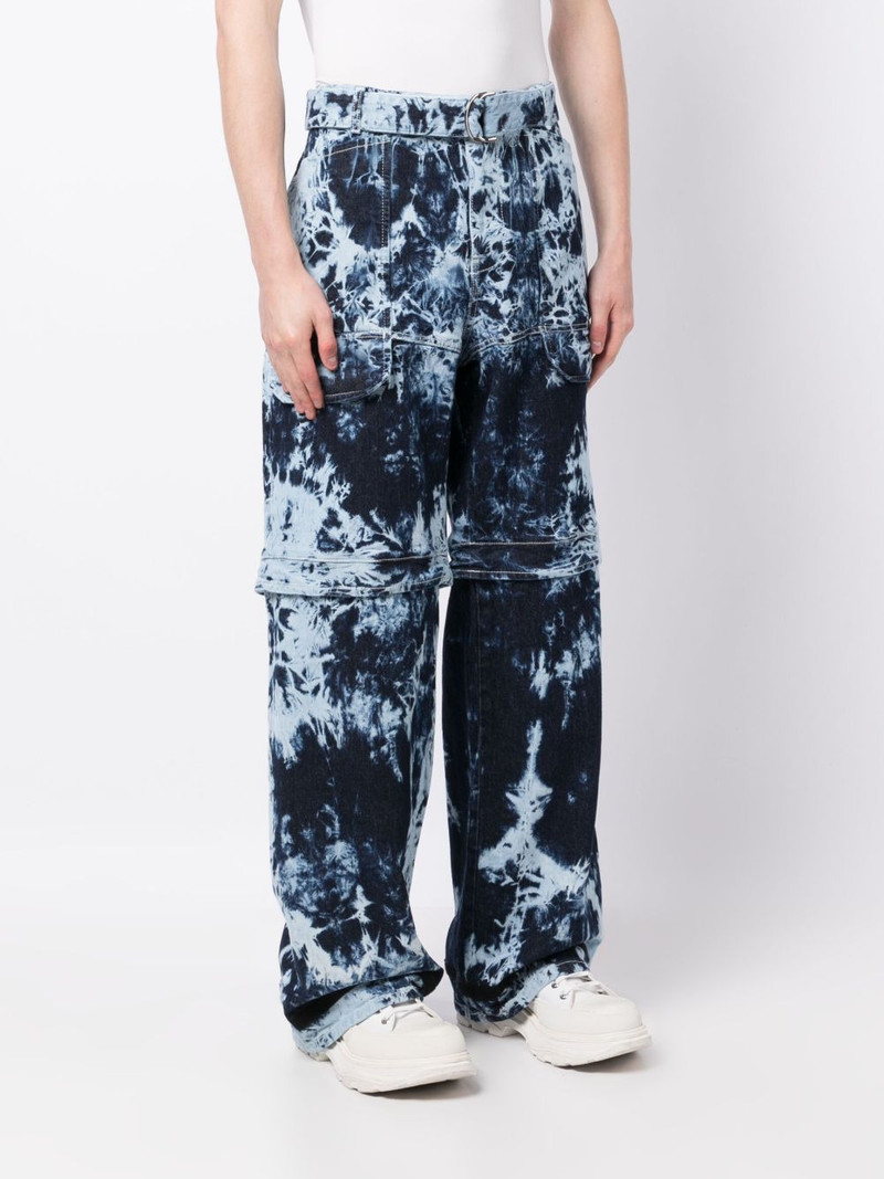 belted-waist tie-dye print jeans 3
