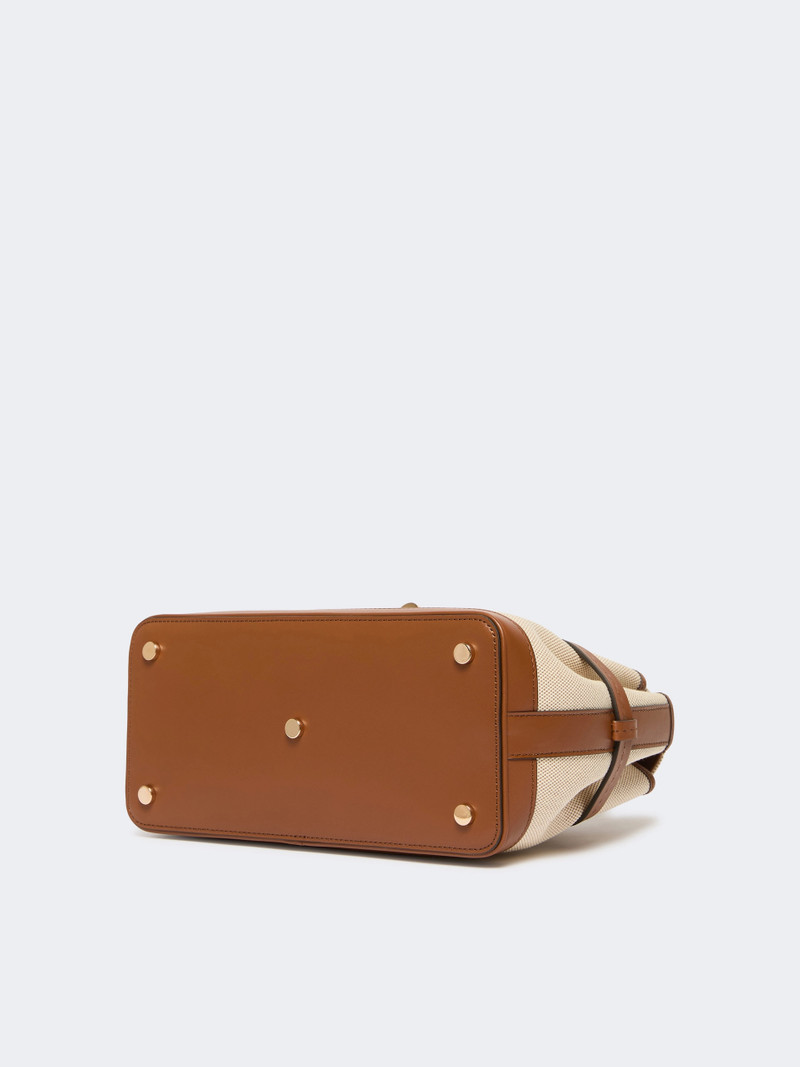 MARGAUXS2 Cotton canvas and leather handbag - POWDER 5