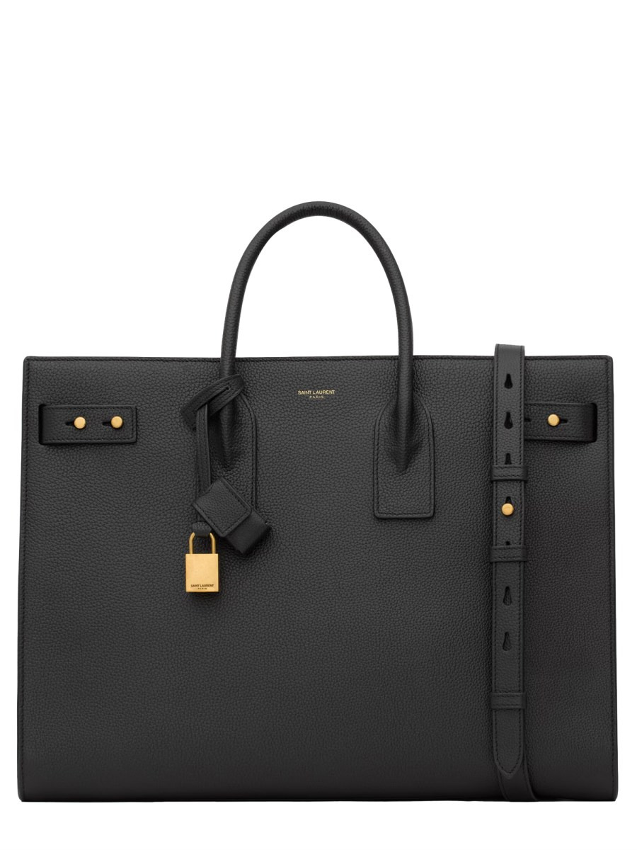 LARGE GRAINED LEATHER SAC DE JOUR BAG - 1